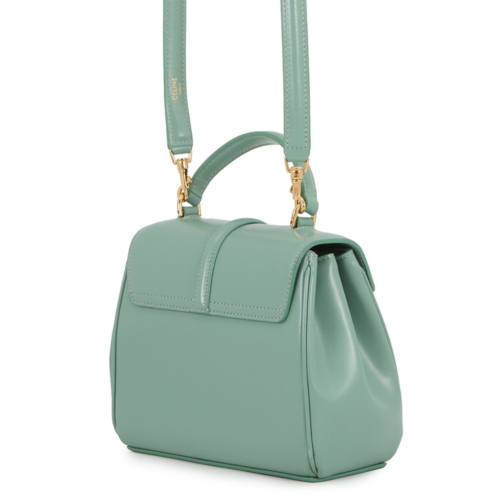 Celine Green Leather Handbag Shoulder Bag (Pre-Owned)
