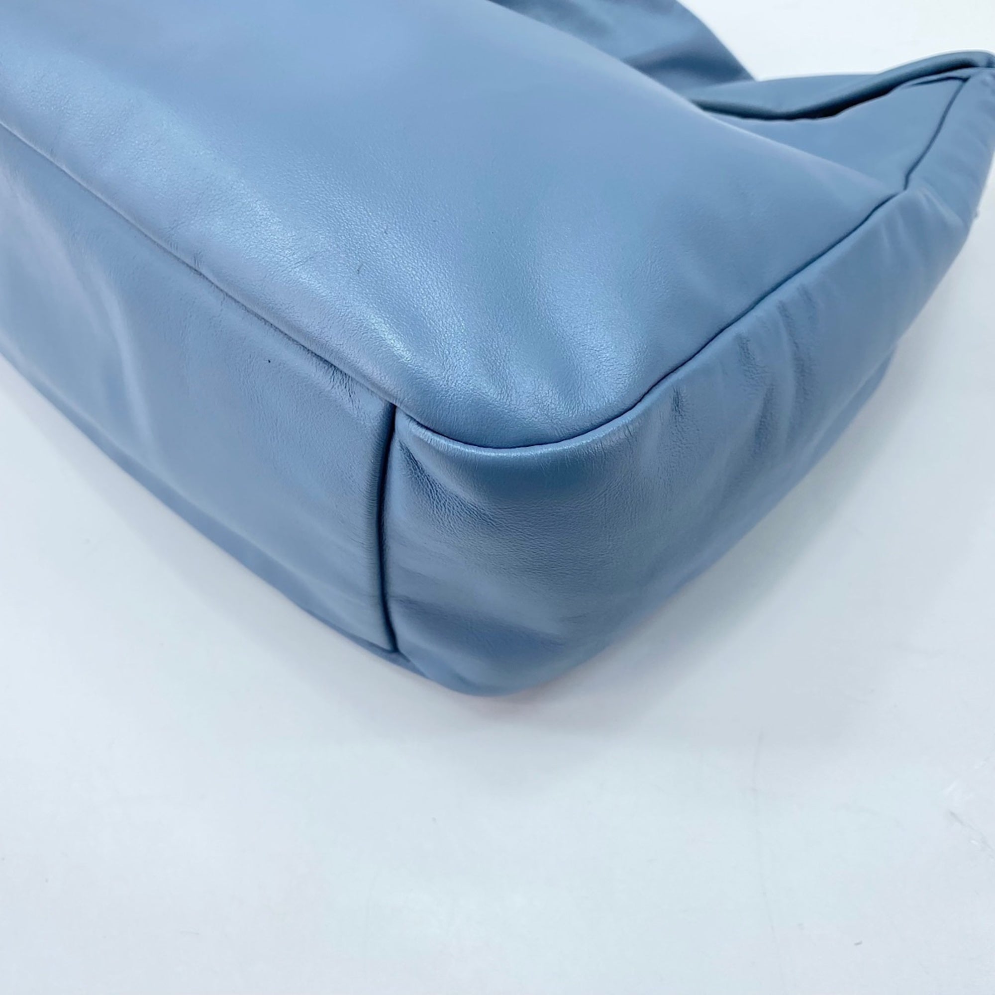 Prada Blue Leather Shoulder Bag (Pre-Owned)