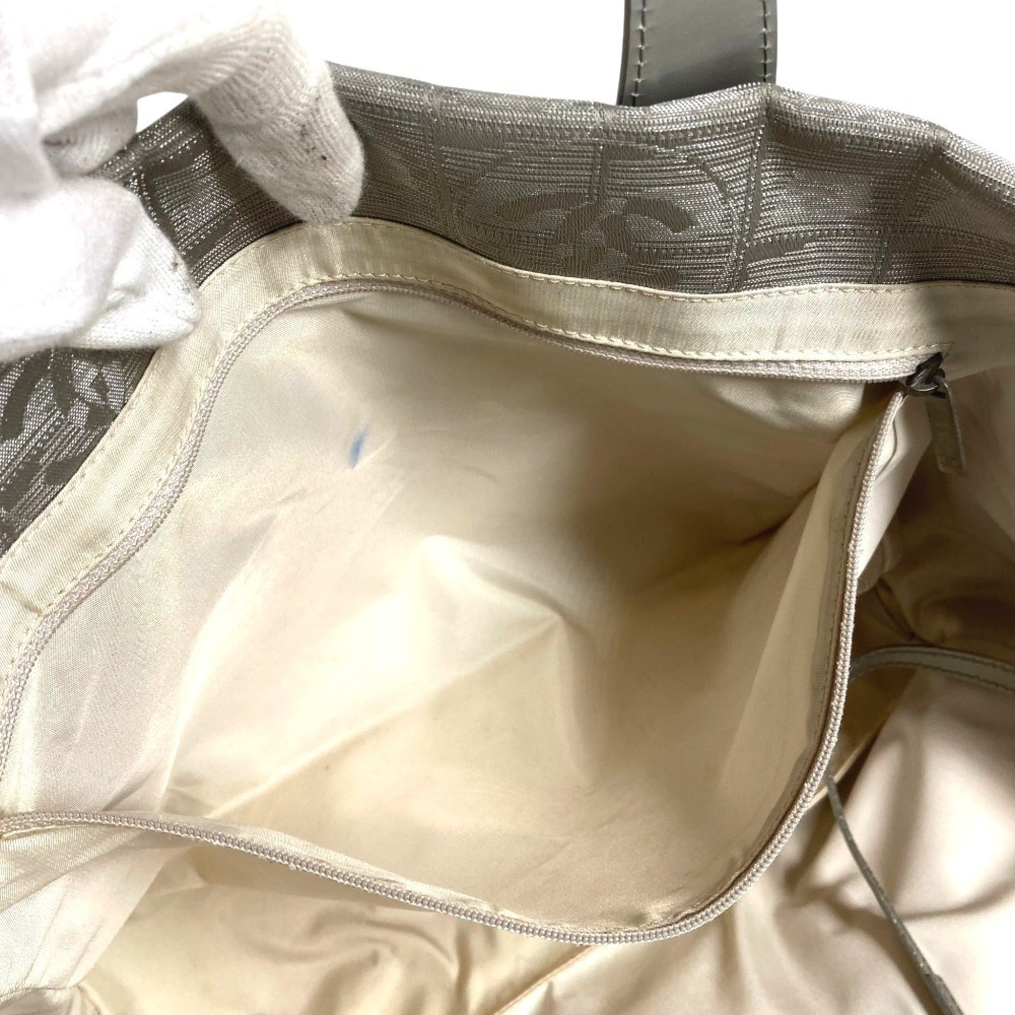 Chanel Silver Nylon Canvas Leather Tote Bag (Pre-Owned)