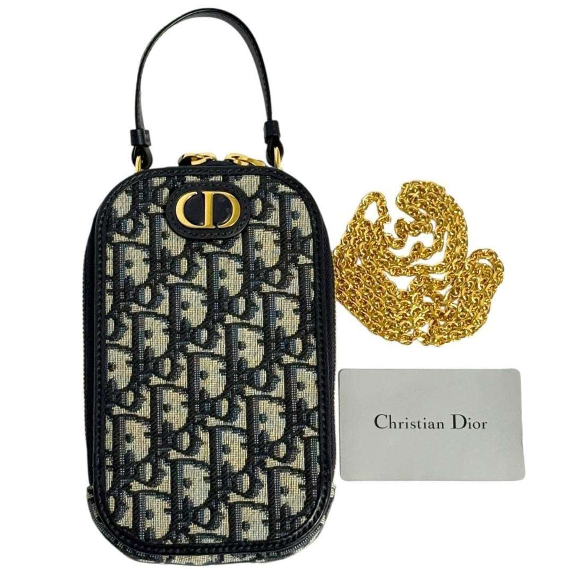 Christian Dior Leather Canvas Metal Handbag (Pre-Owned)