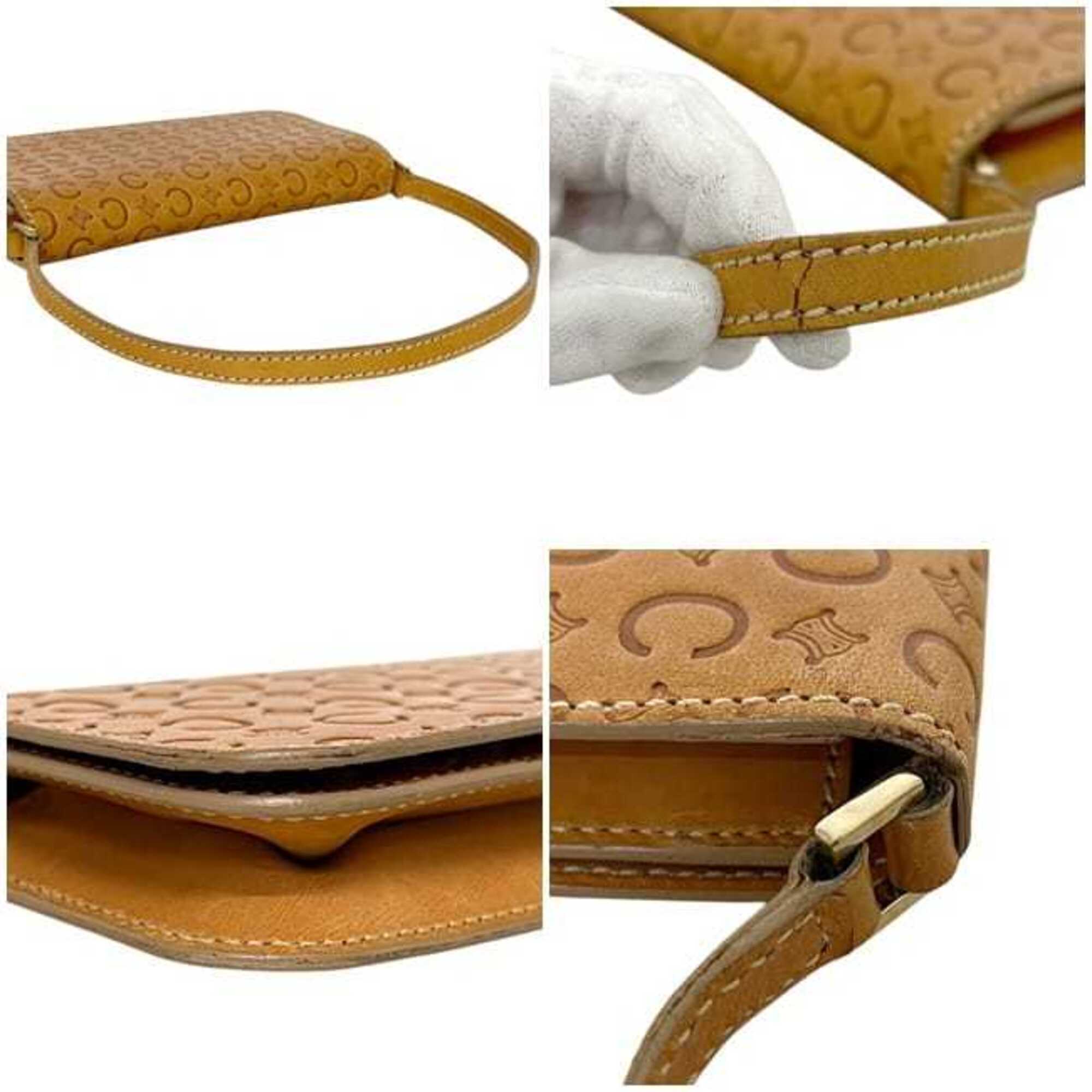 Celine Macadam Beige Leather Shoulder Bag (Pre-Owned)