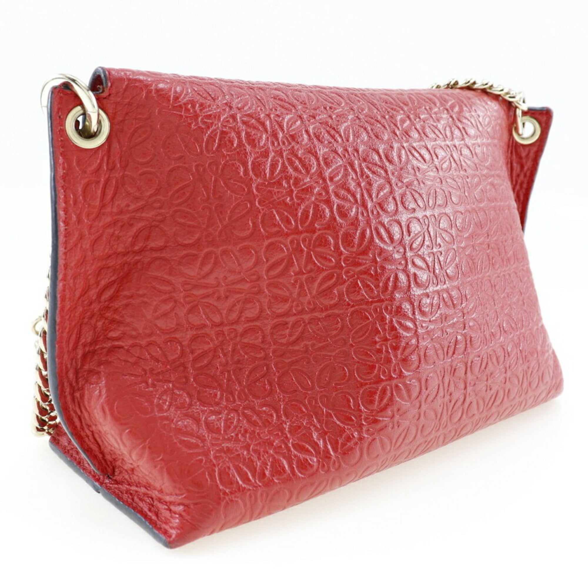 Loewe Avenue Red Color Leather Shoulder Bag (Pre-Owned)