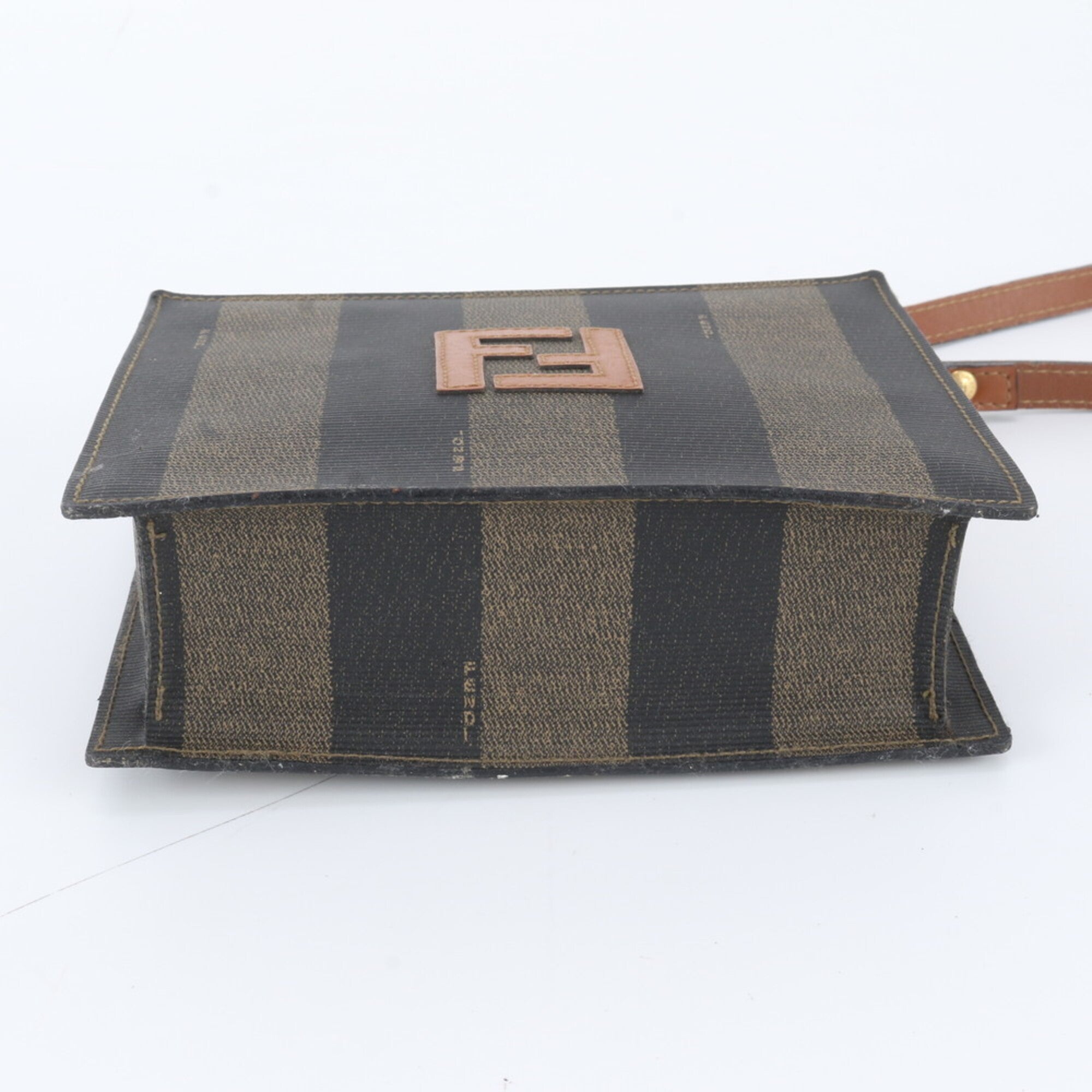 Fendi Black Brown Leather Coated Canvas Crossbody Bag Shoulder Bag (Pre-Owned)
