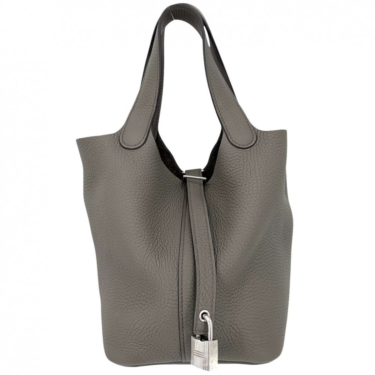 Hermes Gray Taurillon Clemence Leather Handbag (Pre-Owned)