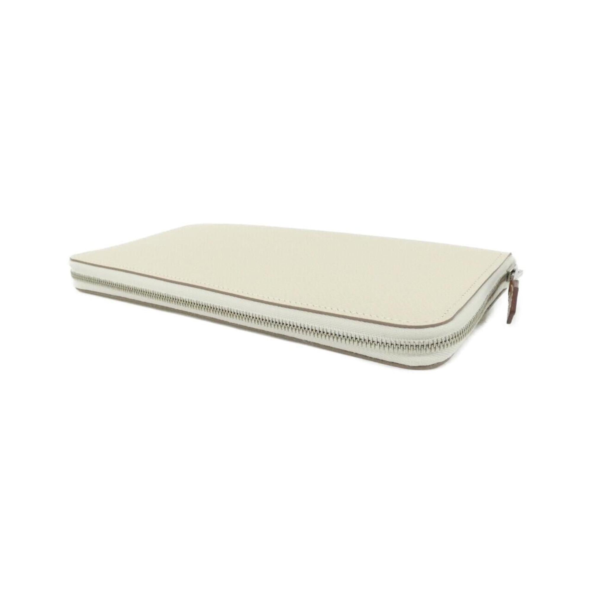Hermes White Epsom Leather Silk Long Wallet (Bi-Fold) (Pre-Owned)