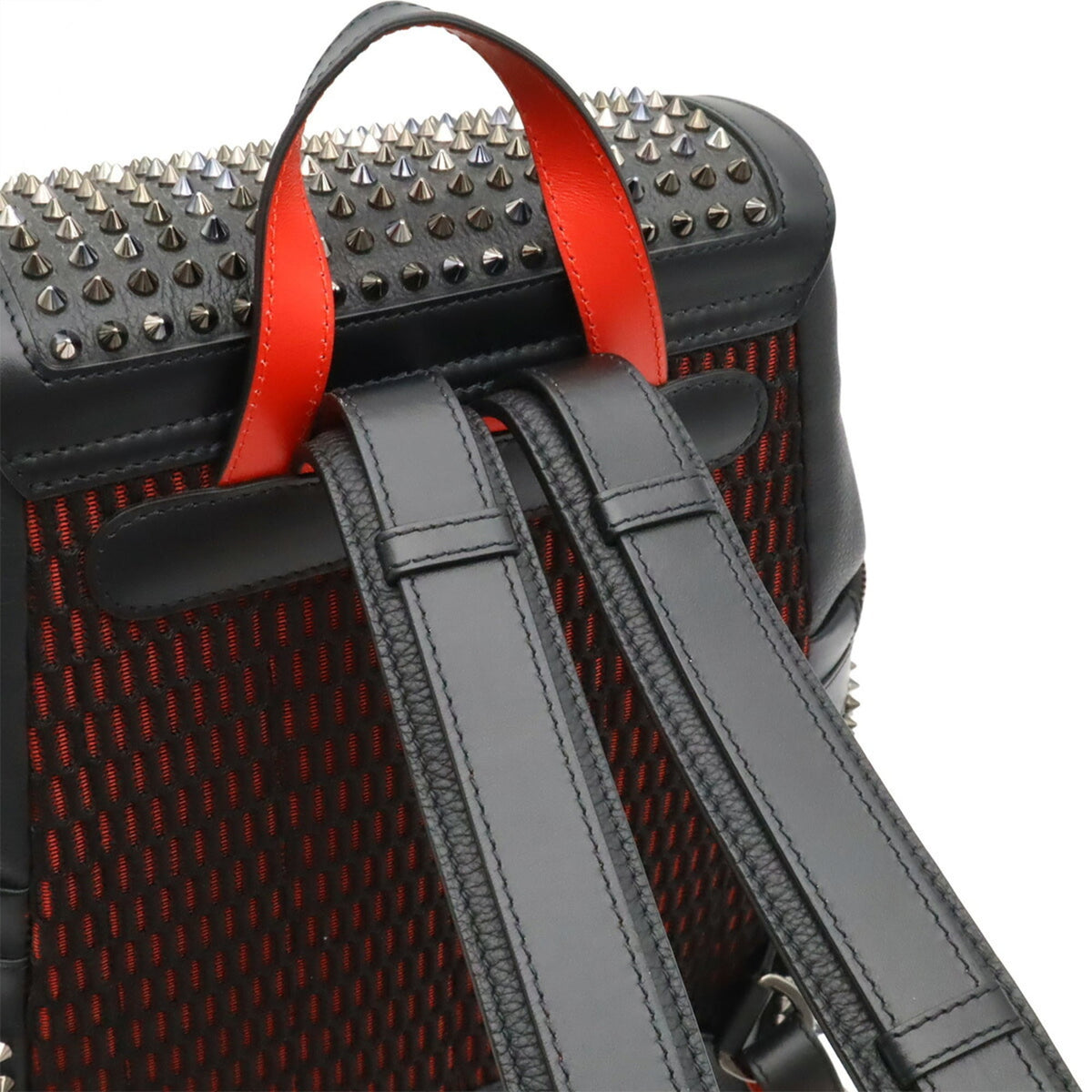 Christian Louboutin Black Red Color Leather Rubber Backpack (Pre-Owned)