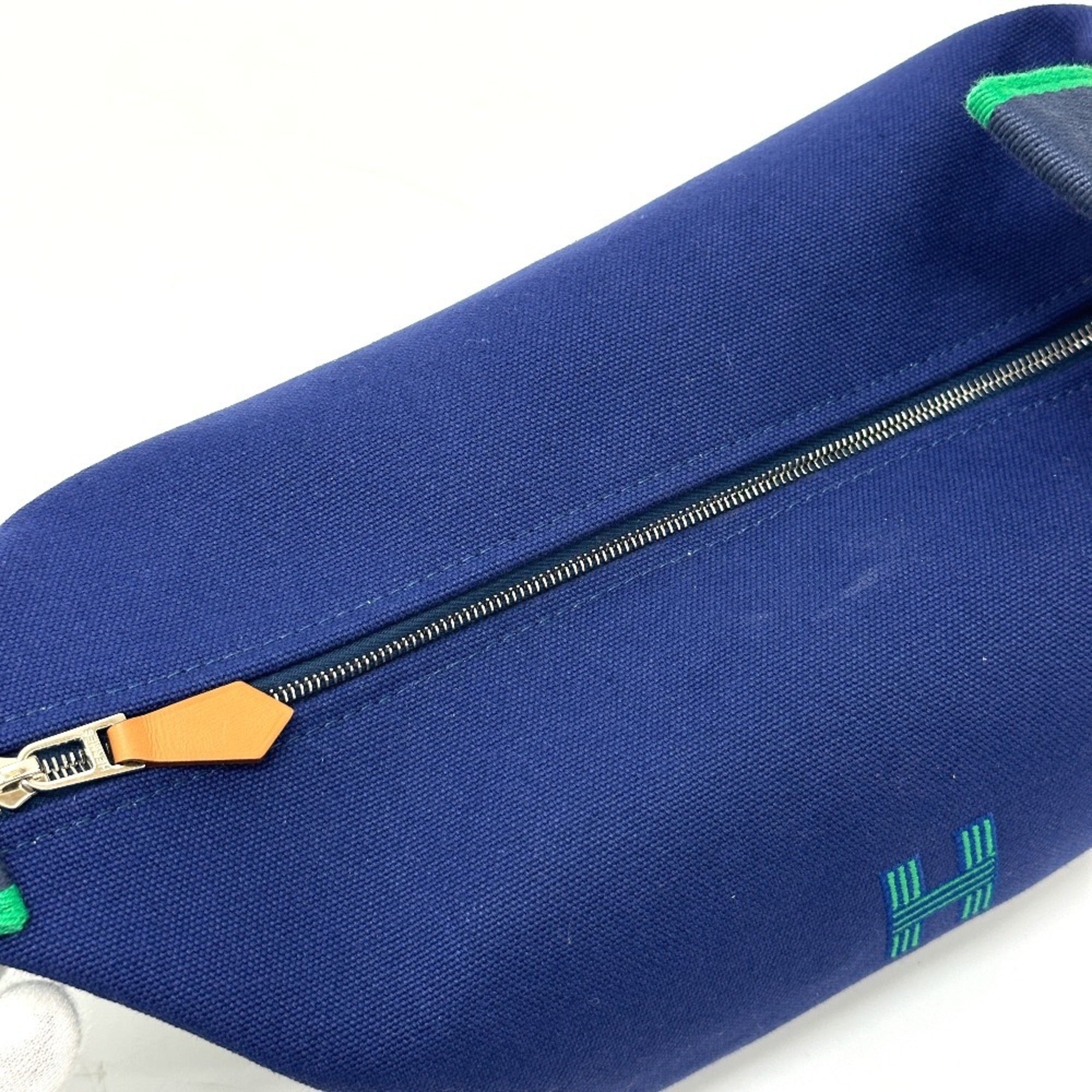 Hermes Black Blue Cotton Handbag (Pre-Owned)