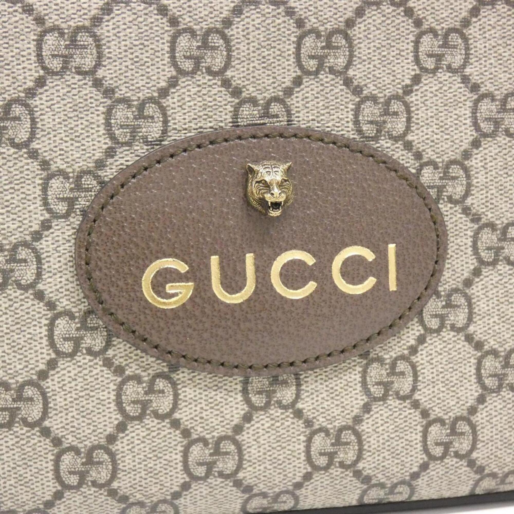 Gucci Beige Brown Gg Supreme Leather Shoulder Bag (Pre-Owned)