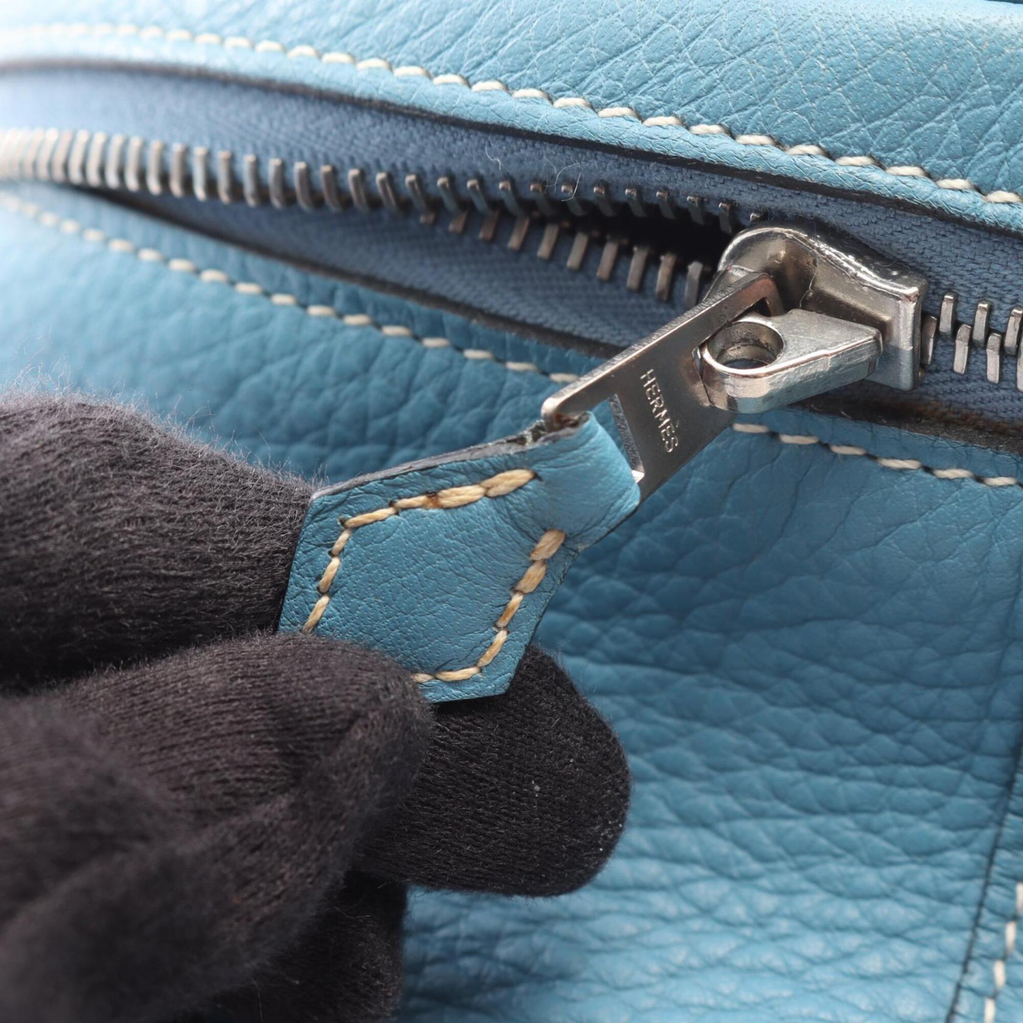 Hermes Blue Taurillon Clemence Leather Handbag (Pre-Owned)