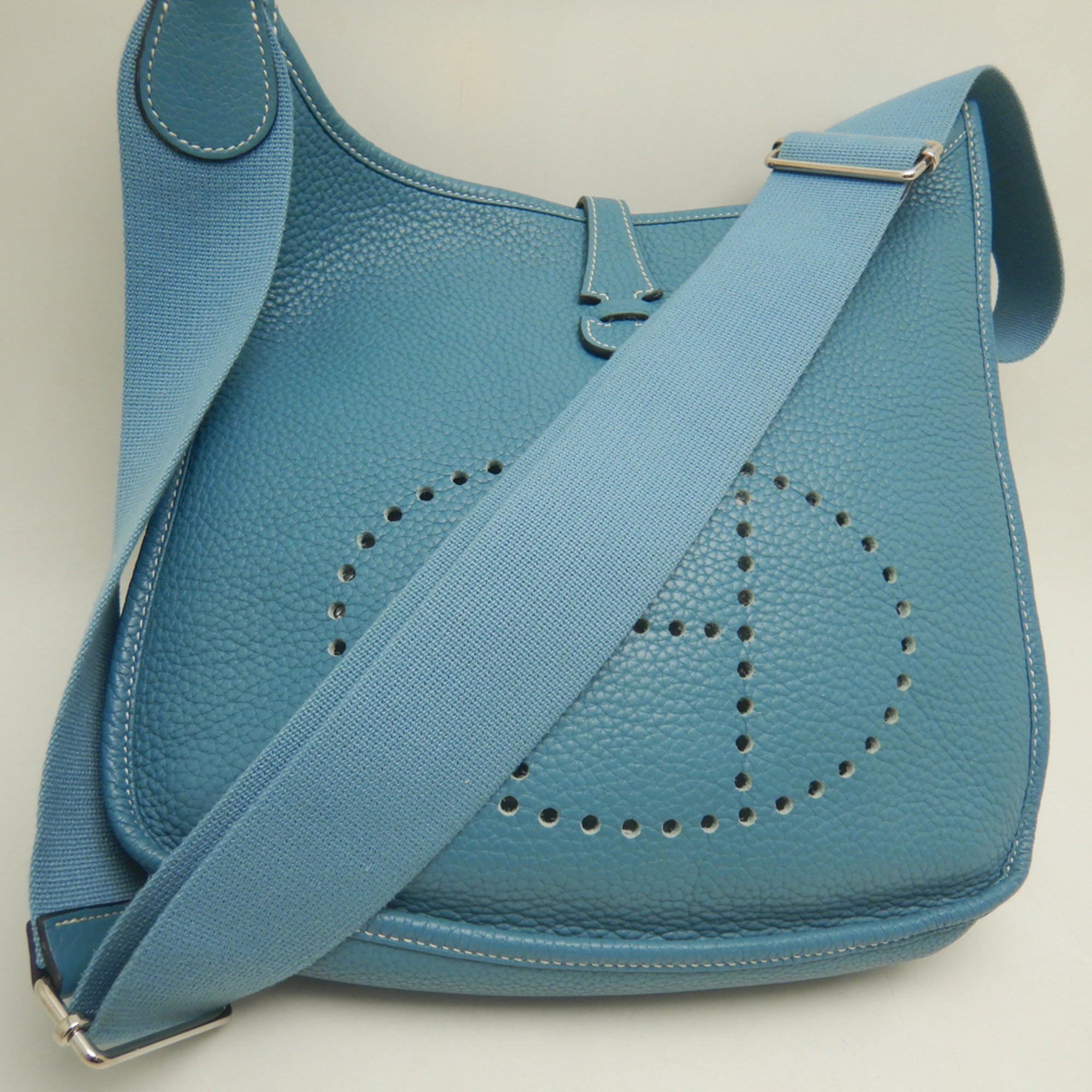 Hermes Evelyne Blue Jean Taurillon Clemence Leather Shoulder Bag (Pre-Owned)
