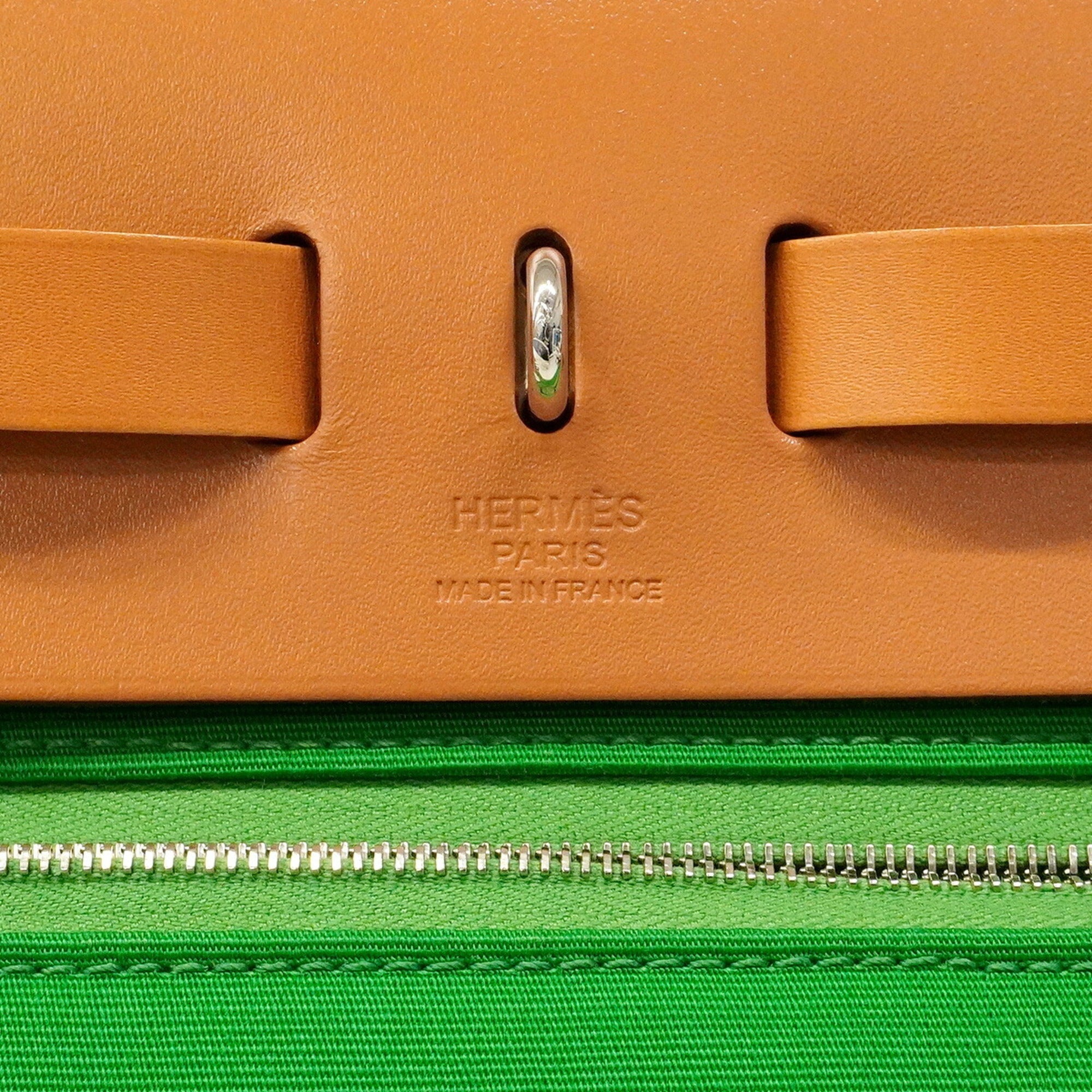 Hermes Bambou Natural Toile Officier Handbag (Pre-Owned)