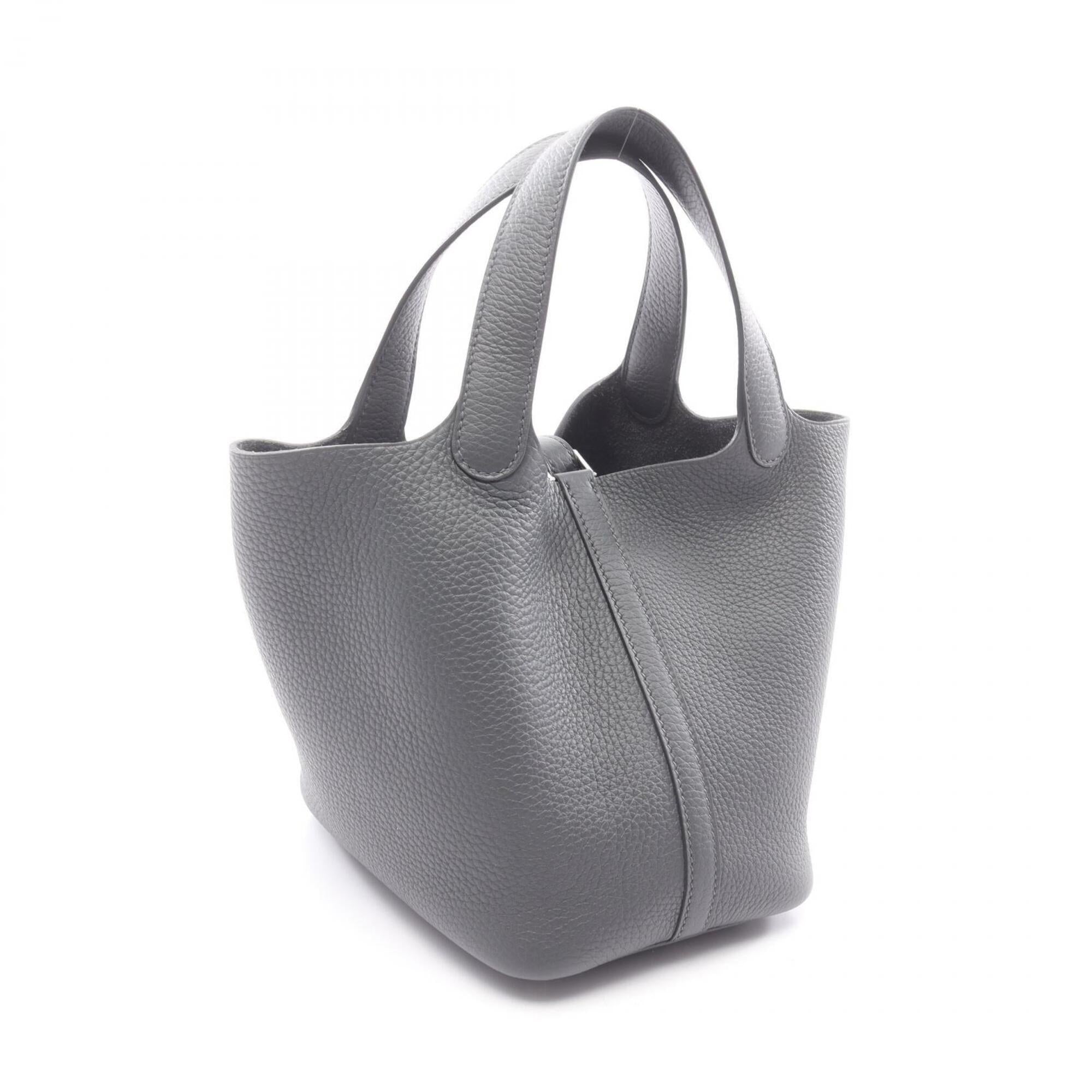 Hermes Gray Taurillon Clemence Leather Handbag (Pre-Owned)