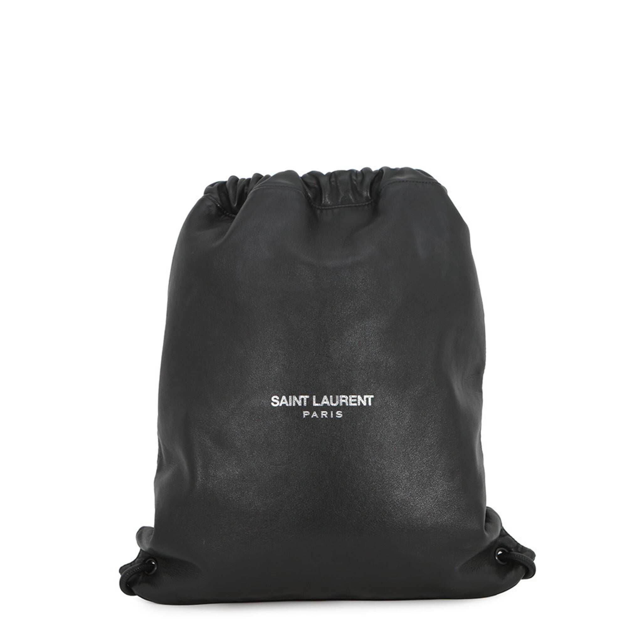 Yves Saint Laurent Black Leather Backpack Handbag Pouch (Pre-Owned)