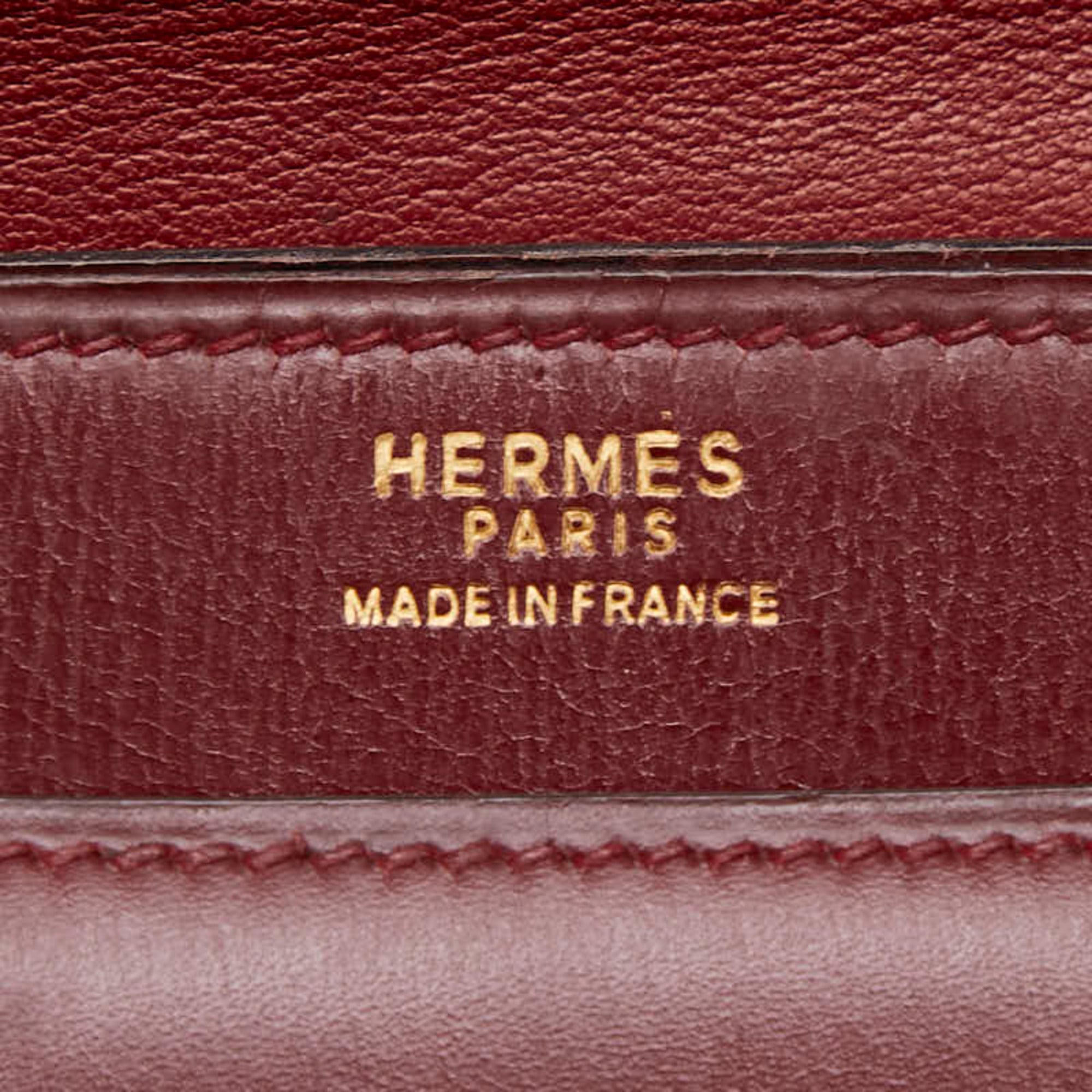 Hermes Fonsbelle Wine Box Calf Leather Shoulder Bag (Pre-Owned)