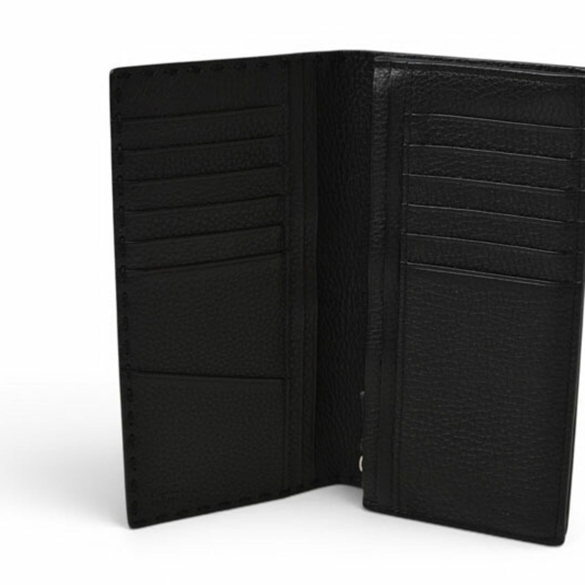 Fendi Selleria Black Leather Long Wallet (Bi-Fold) (Pre-Owned)