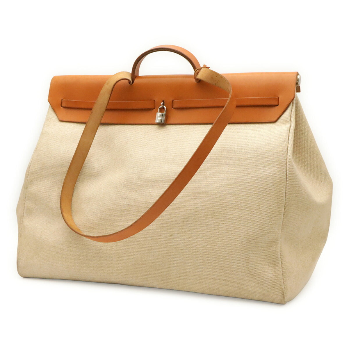 Hermes Light Brown Natural Toile Officier Leather Handbag Shoulder Bag (Pre-Owned)