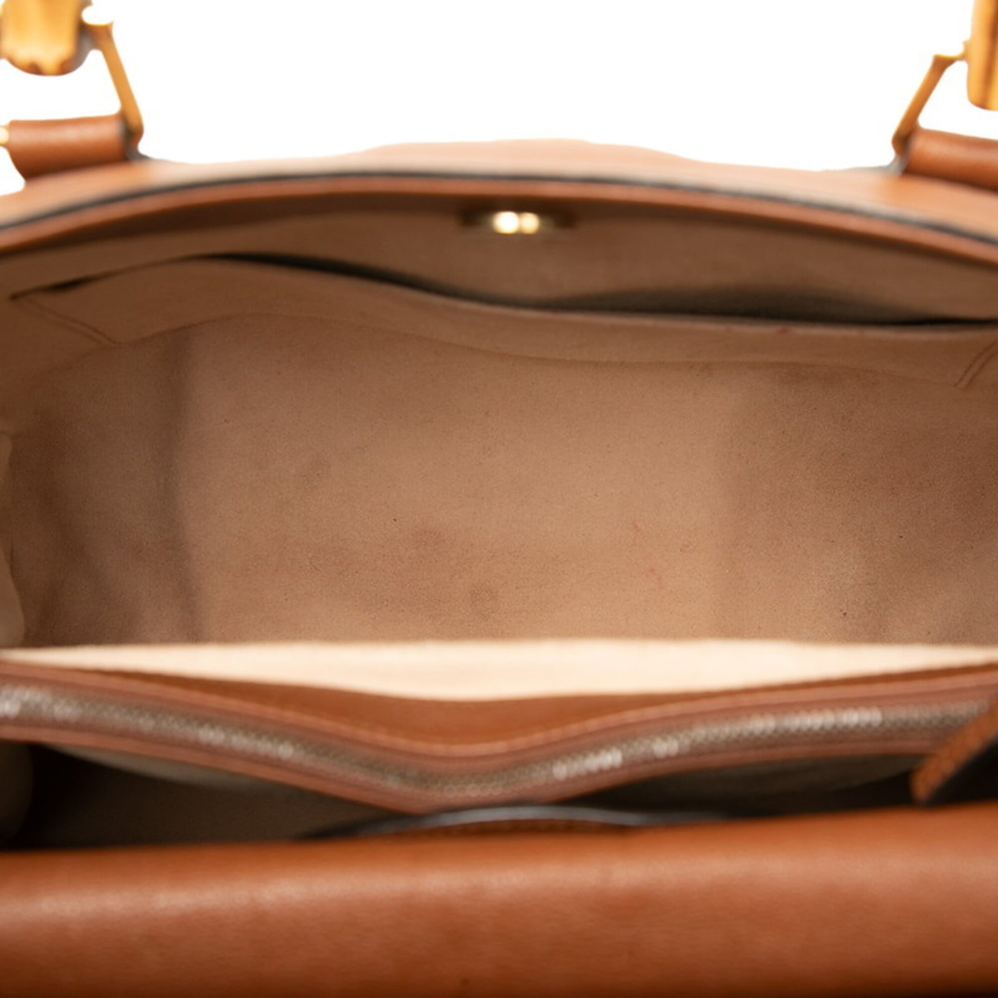 Gucci Brown Bamboo Leather Shoulder Bag Tote Bag (Pre-Owned)