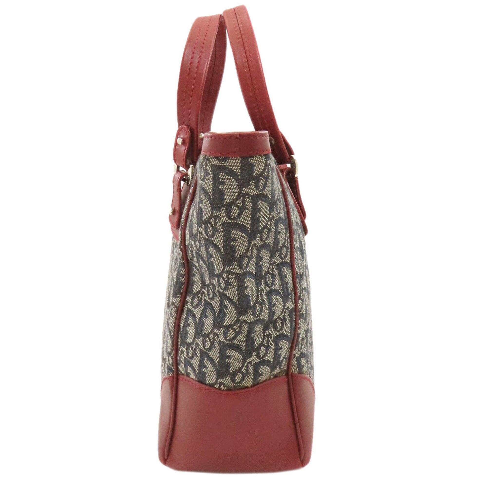 Christian Dior Navy Red Color Canvas Tote Bag (Pre-Owned)