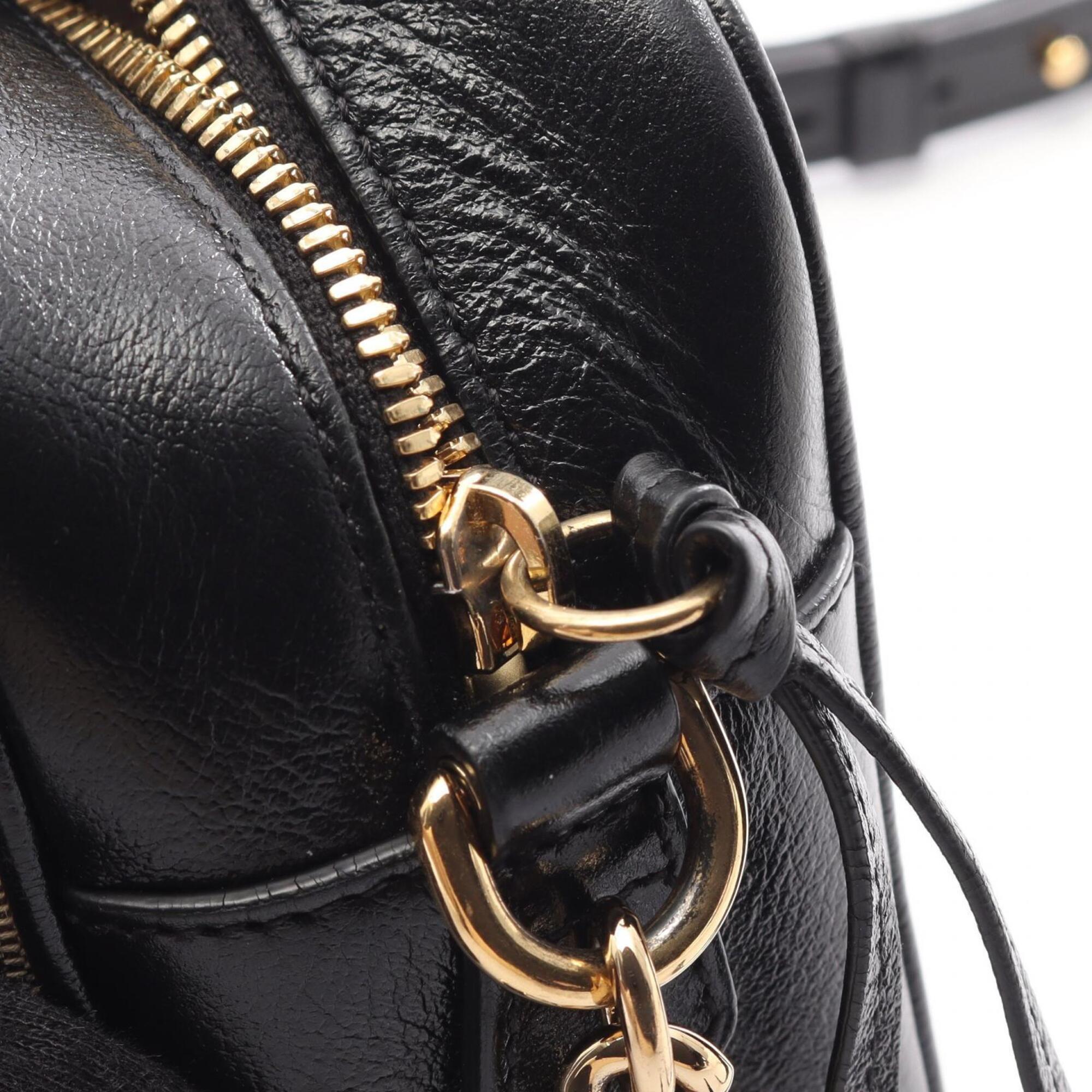 Gucci Gg Marmont Beige Black Brown Canvas Leather Handbag Shoulder Bag (Pre-Owned)