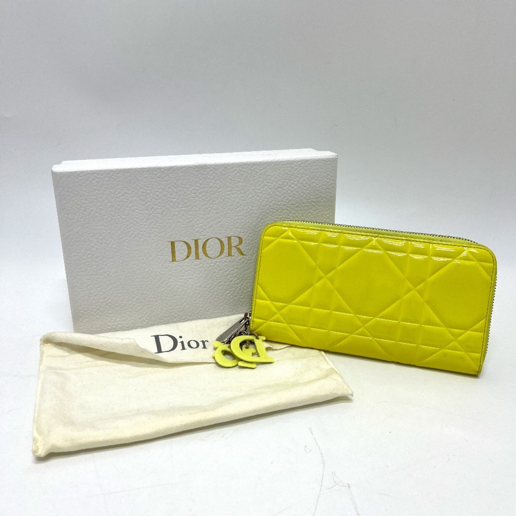 Christian Dior Yellow Leather Long Wallet (Bi-Fold) (Pre-Owned)