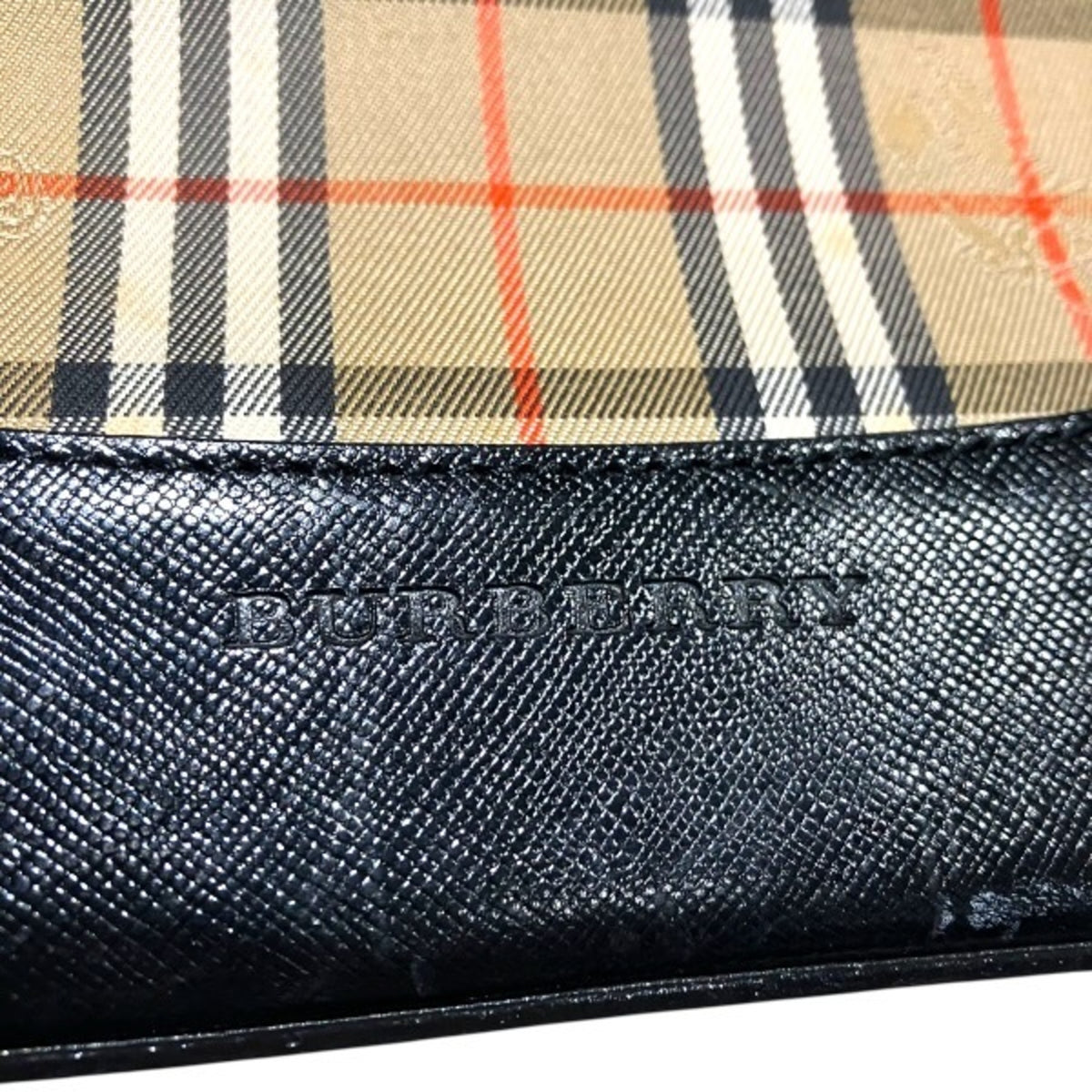 Burberry Beige Leather Canvas Shoulder Bag (Pre-Owned)