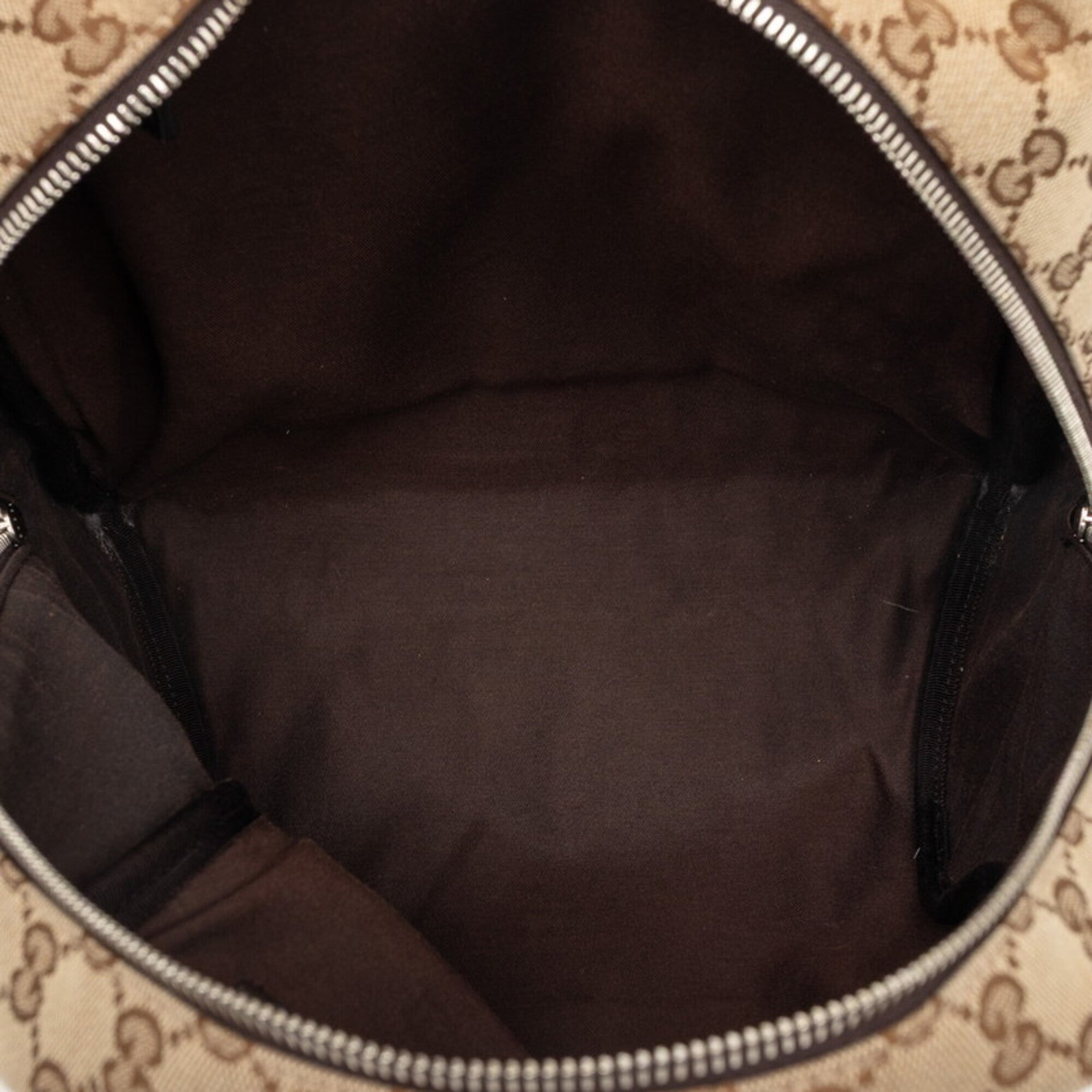 Gucci Beige Brown Canvas Leather Backpack (Pre-Owned)