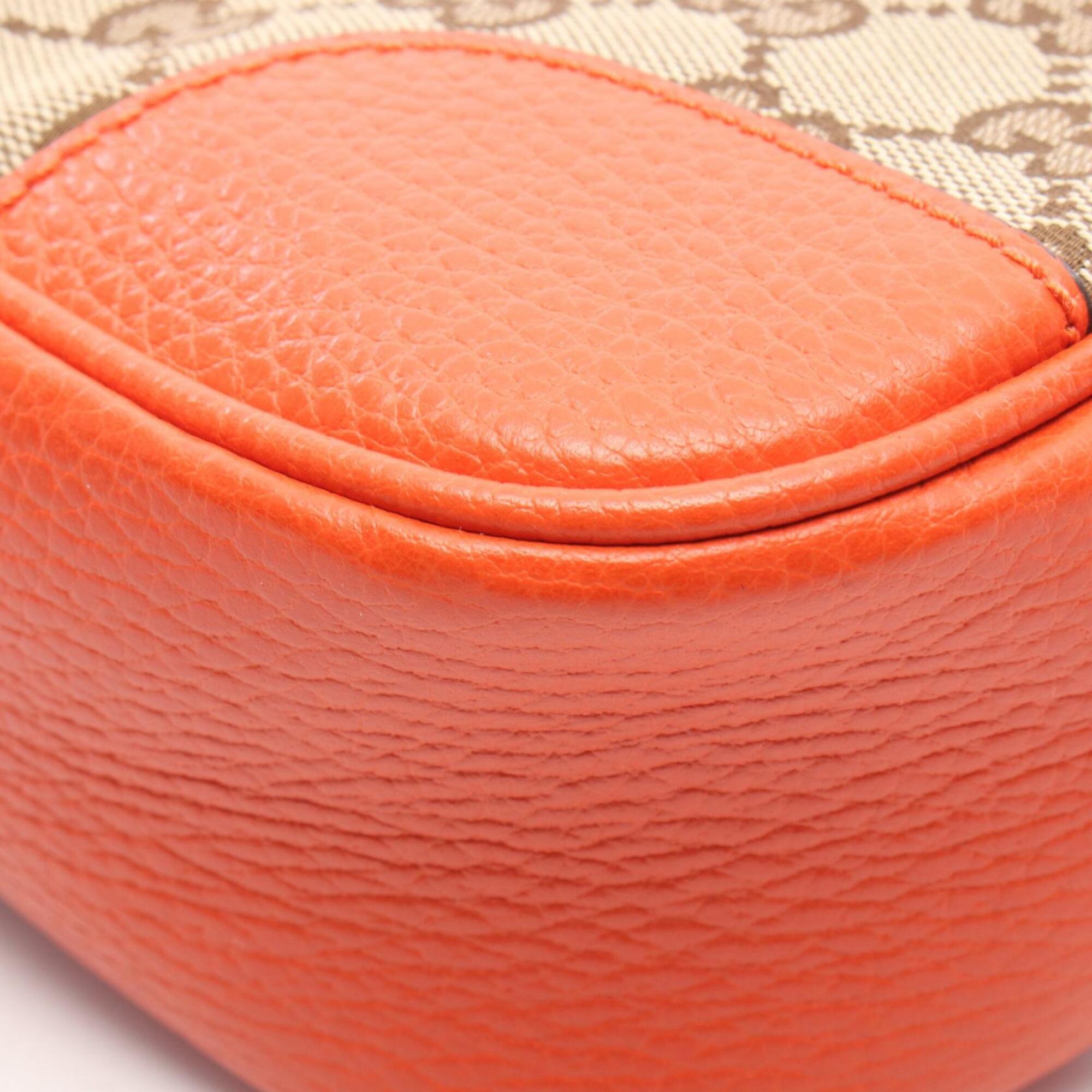 Gucci Beige Brown Orange Canvas Leather Handbag Shoulder Bag (Pre-Owned)