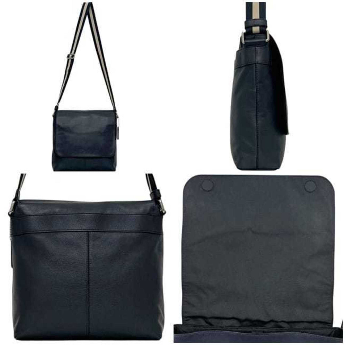 Coach Navy Leather Shoulder Bag (Pre-Owned)