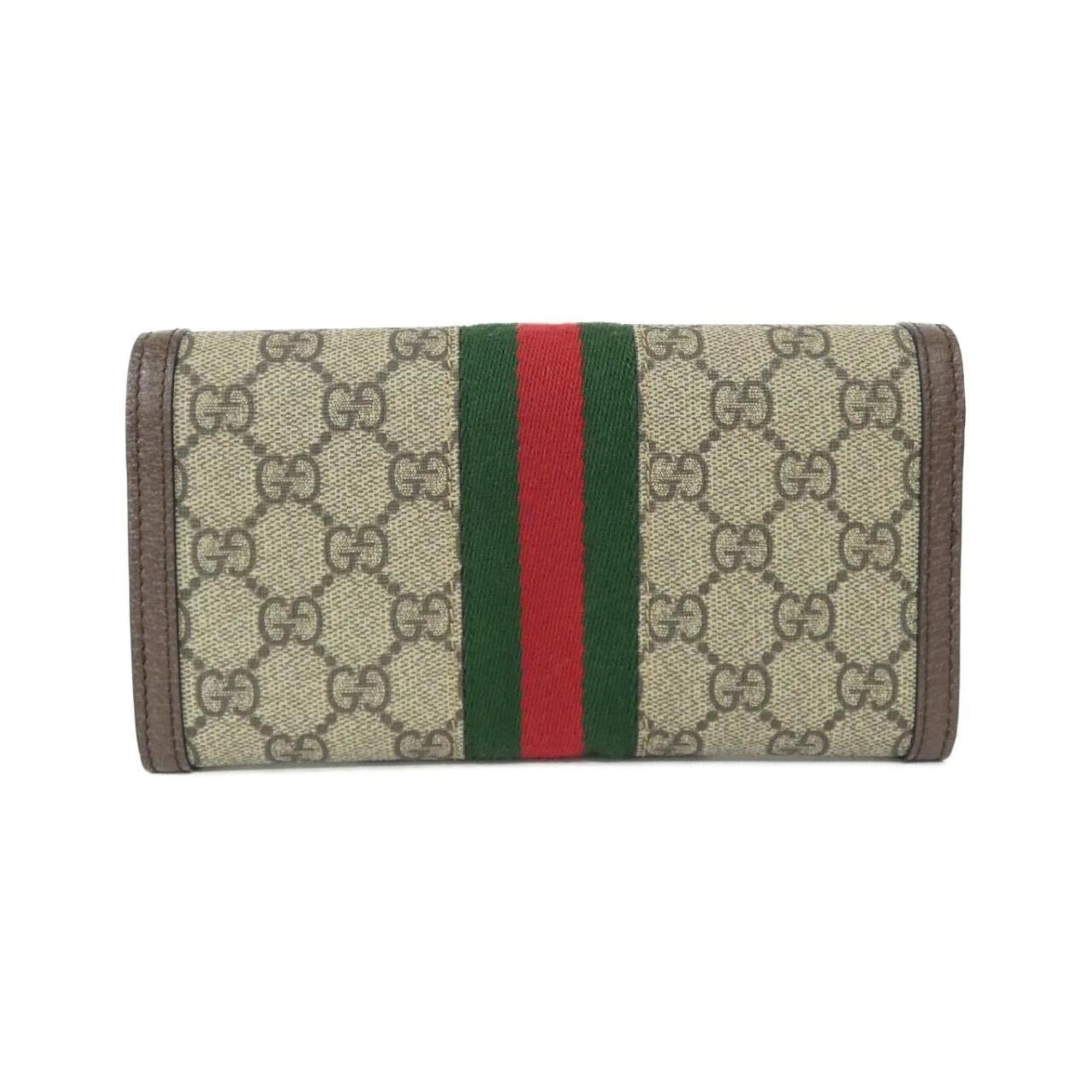 Gucci Ophidia Beige Brown Gg Supreme Long Wallet (Bi-Fold) (Pre-Owned)