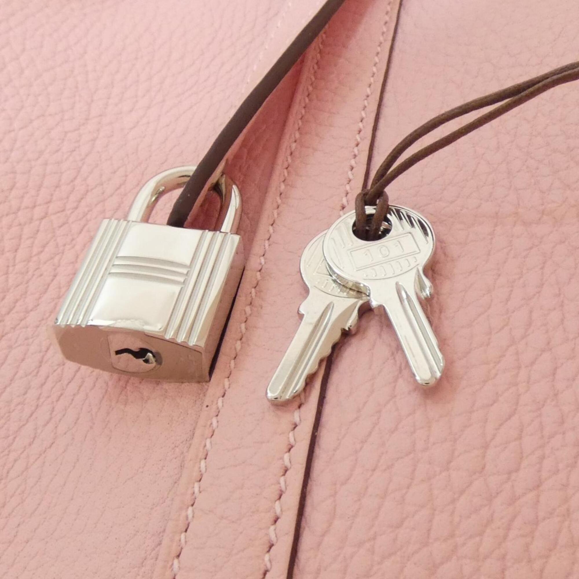 Hermes Rose Sakura Taurillon Clemence Leather Handbag (Pre-Owned)