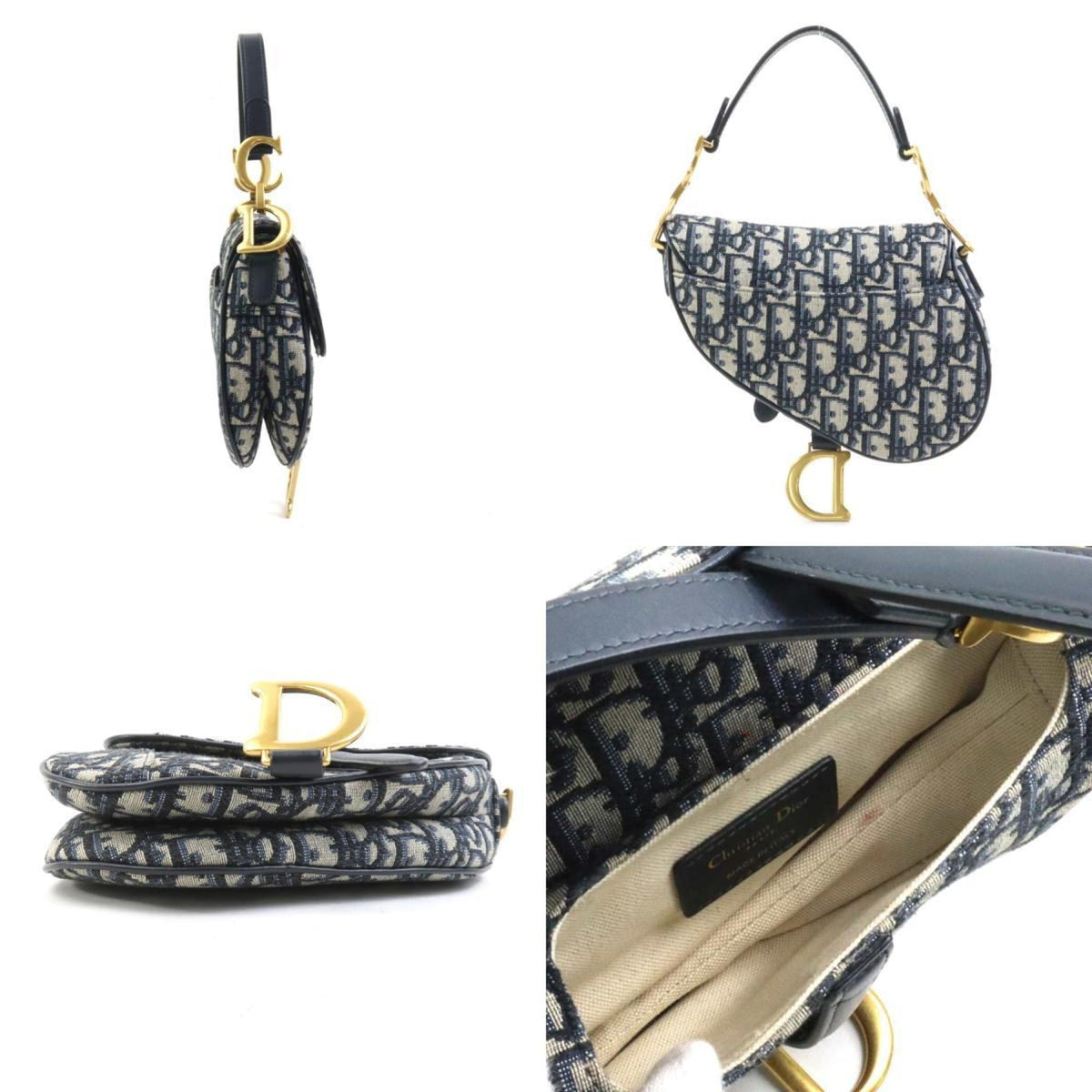 Christian Dior Navy Canvas Handbag Saddle Bag (Pre-Owned)