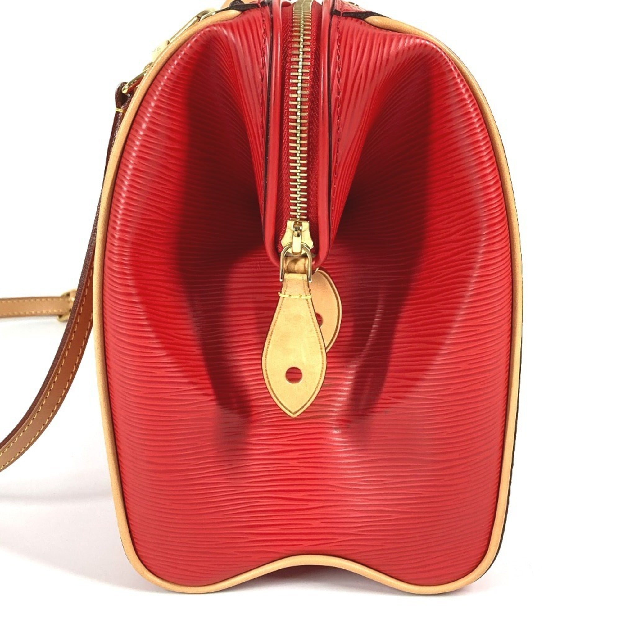 Louis Vuitton Red Color Epi Leather Boston Bag Handbag Shoulder Bag (Pre-Owned)