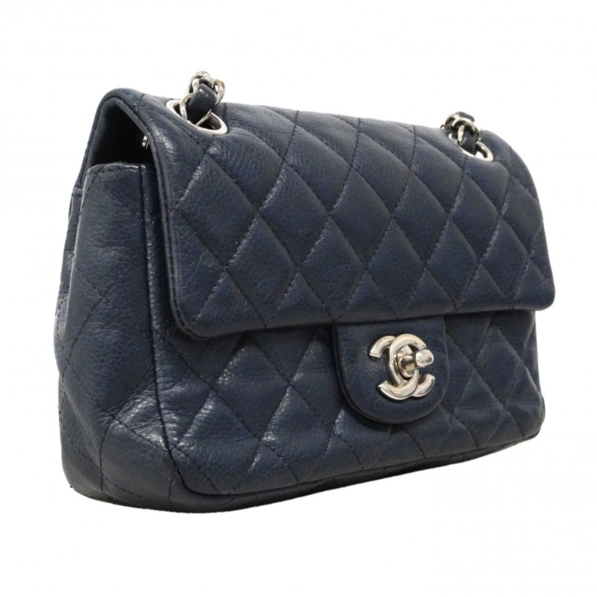 Chanel Navy Grained Calfskin Shoulder Bag (Pre-Owned)