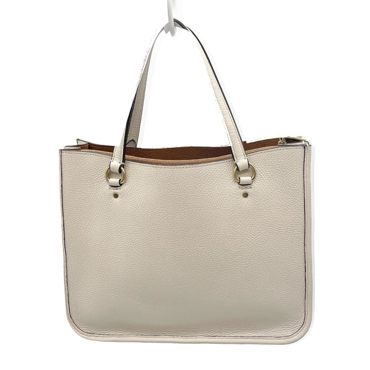 Coach Beige Gold Leather Shoulder Bag Tote Bag (Pre-Owned)