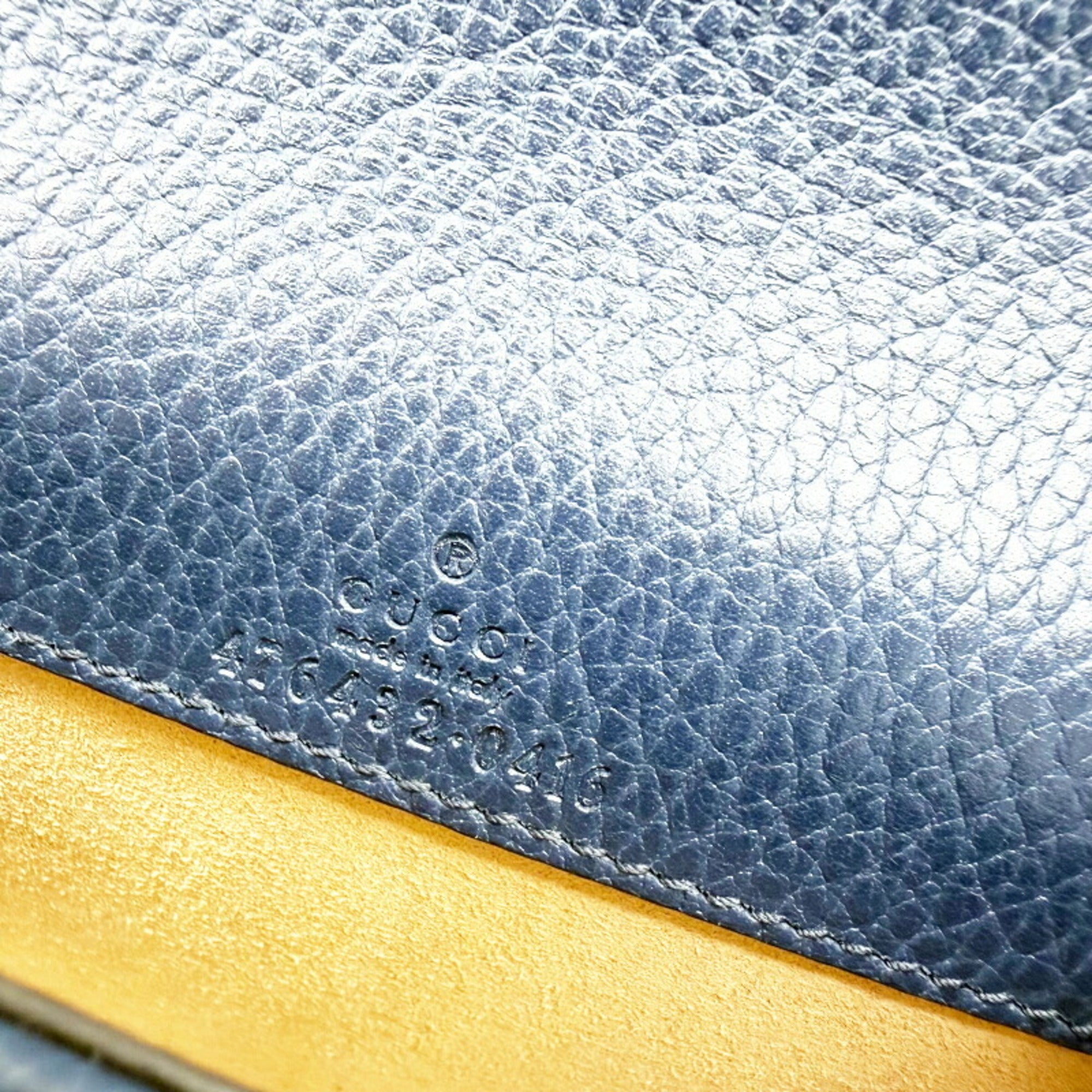 Gucci Blue Navy Leather Shoulder Bag (Pre-Owned)