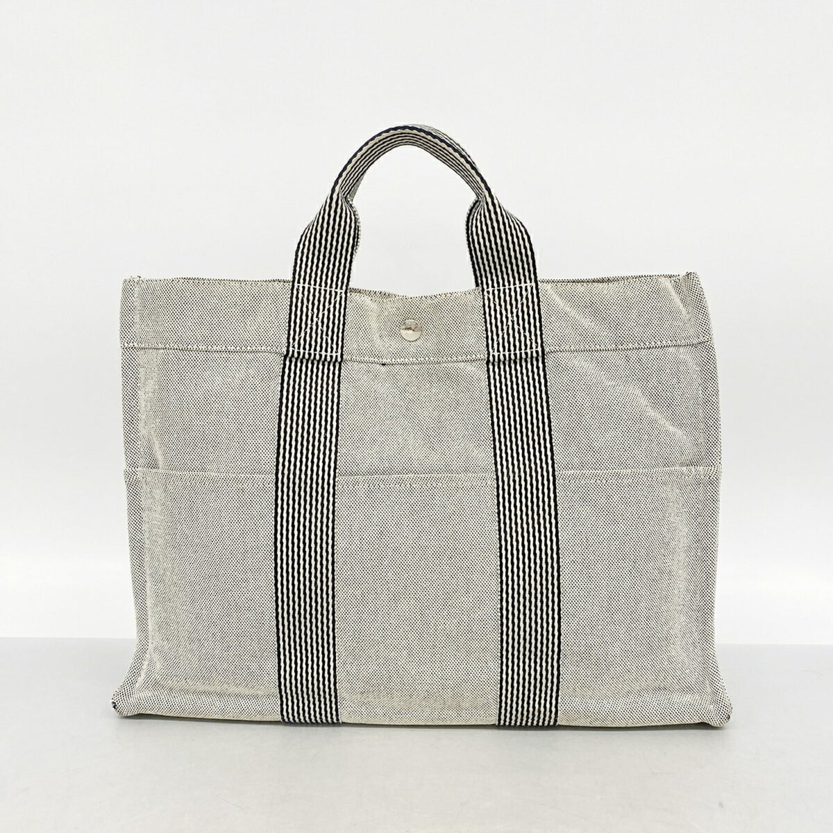 Hermes Gray Canvas Tote Bag (Pre-Owned)