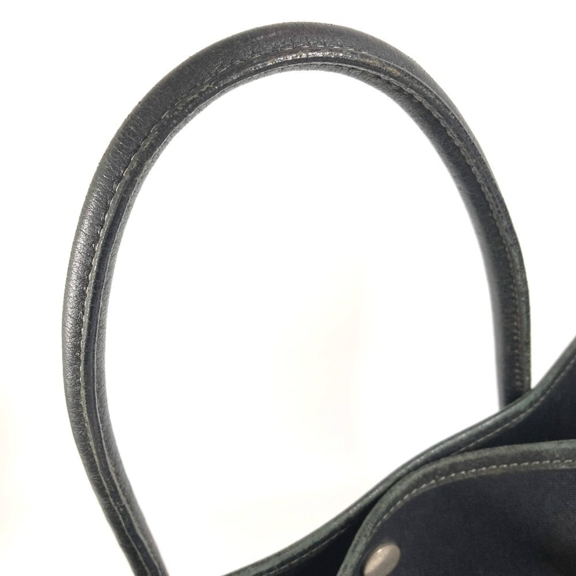 Hermes Black Canvas Leather Shoulder Bag Tote Bag (Pre-Owned)
