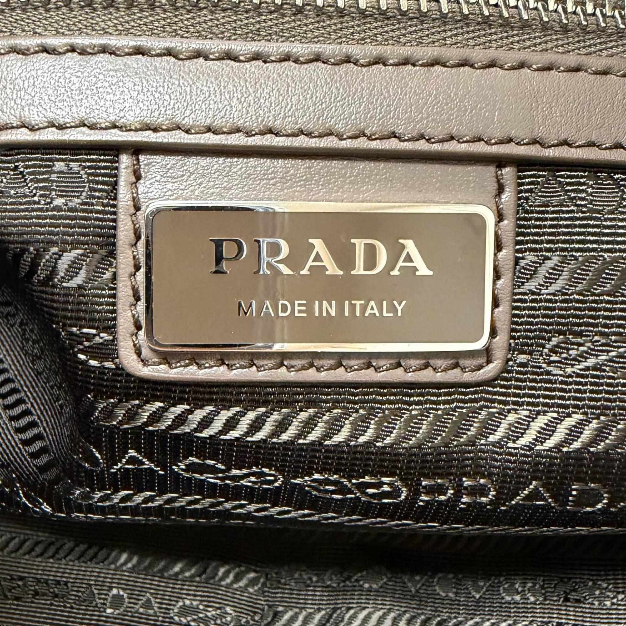Prada Grayish Leather Shoulder Bag (Pre-Owned)