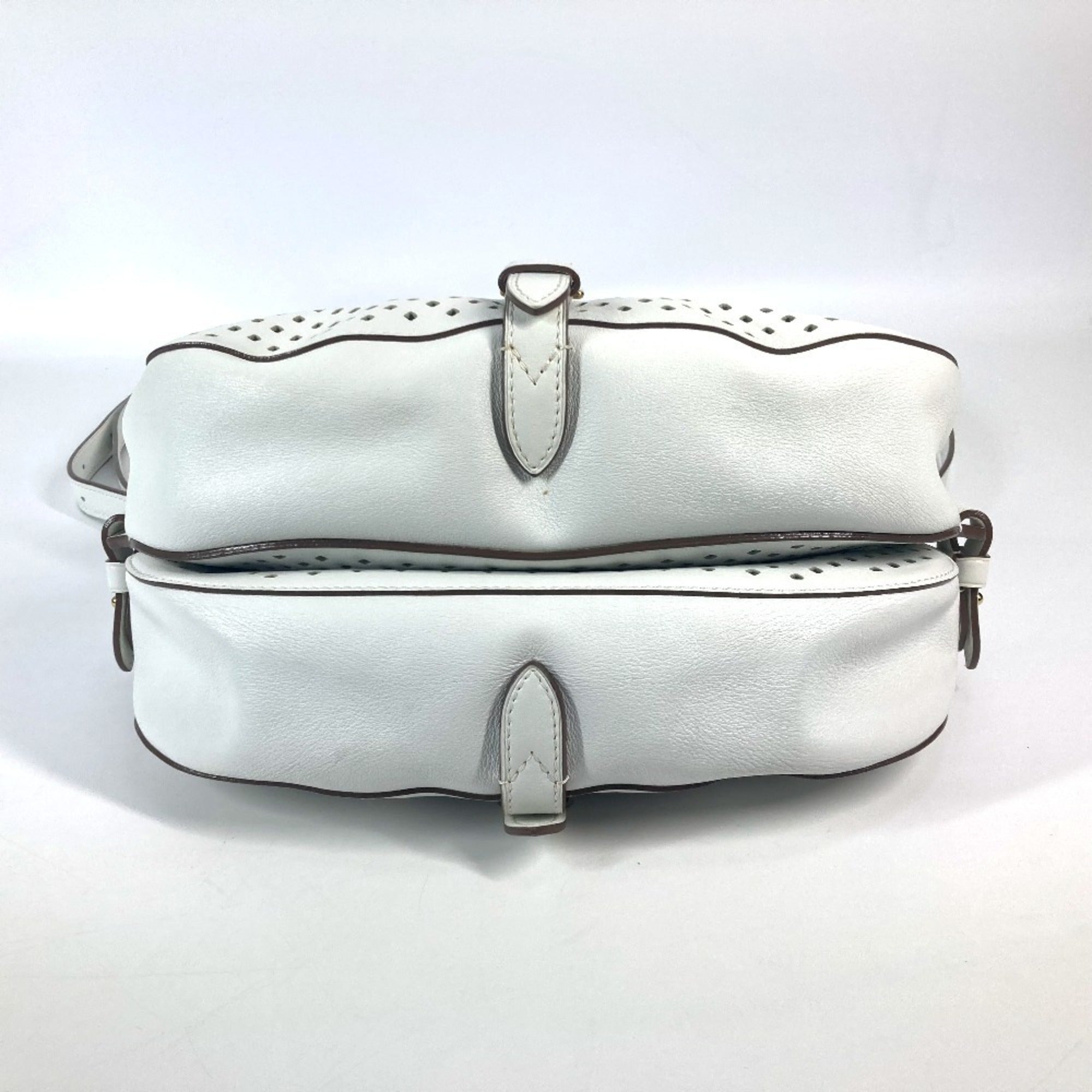 Louis Vuitton White Leather Messenger Bag Shoulder Bag (Pre-Owned)