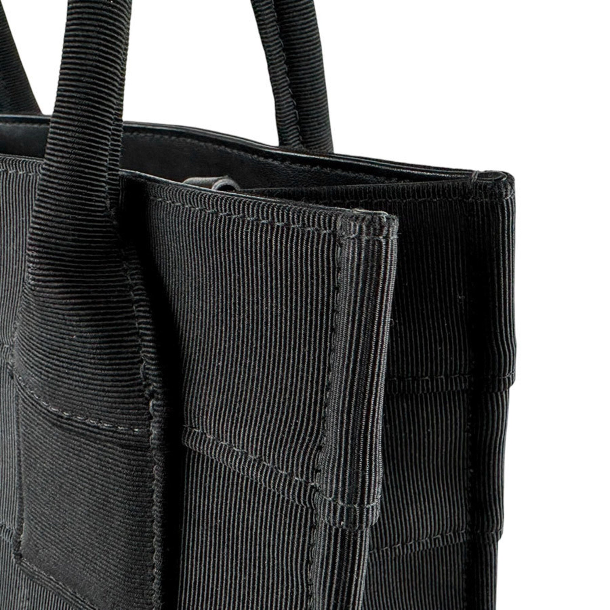 Salvatore Ferragamo Black Canvas Handbag Tote Bag (Pre-Owned)