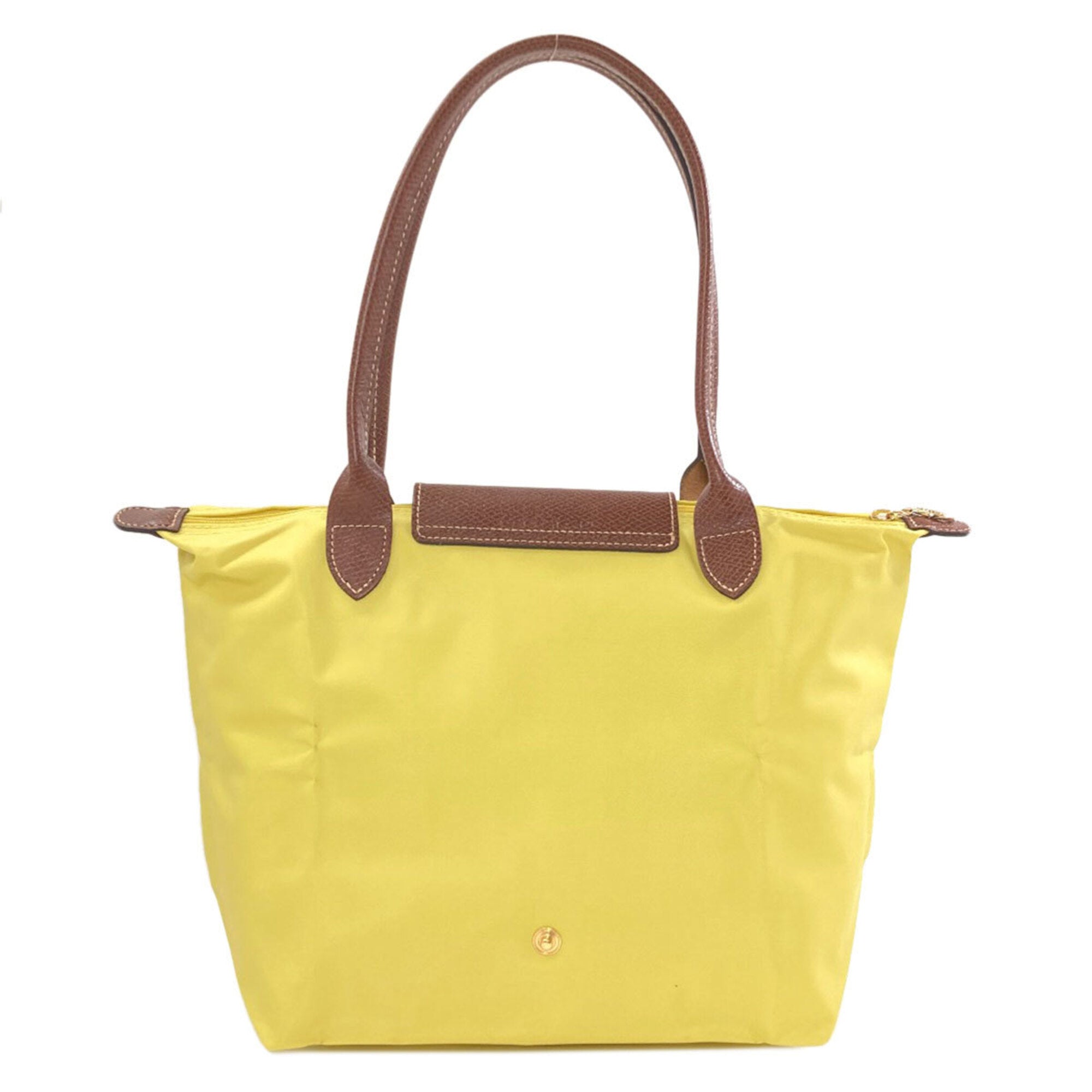 Longchamp Le Pliage Brown Yellow Nylon Tote Bag (Pre-Owned)