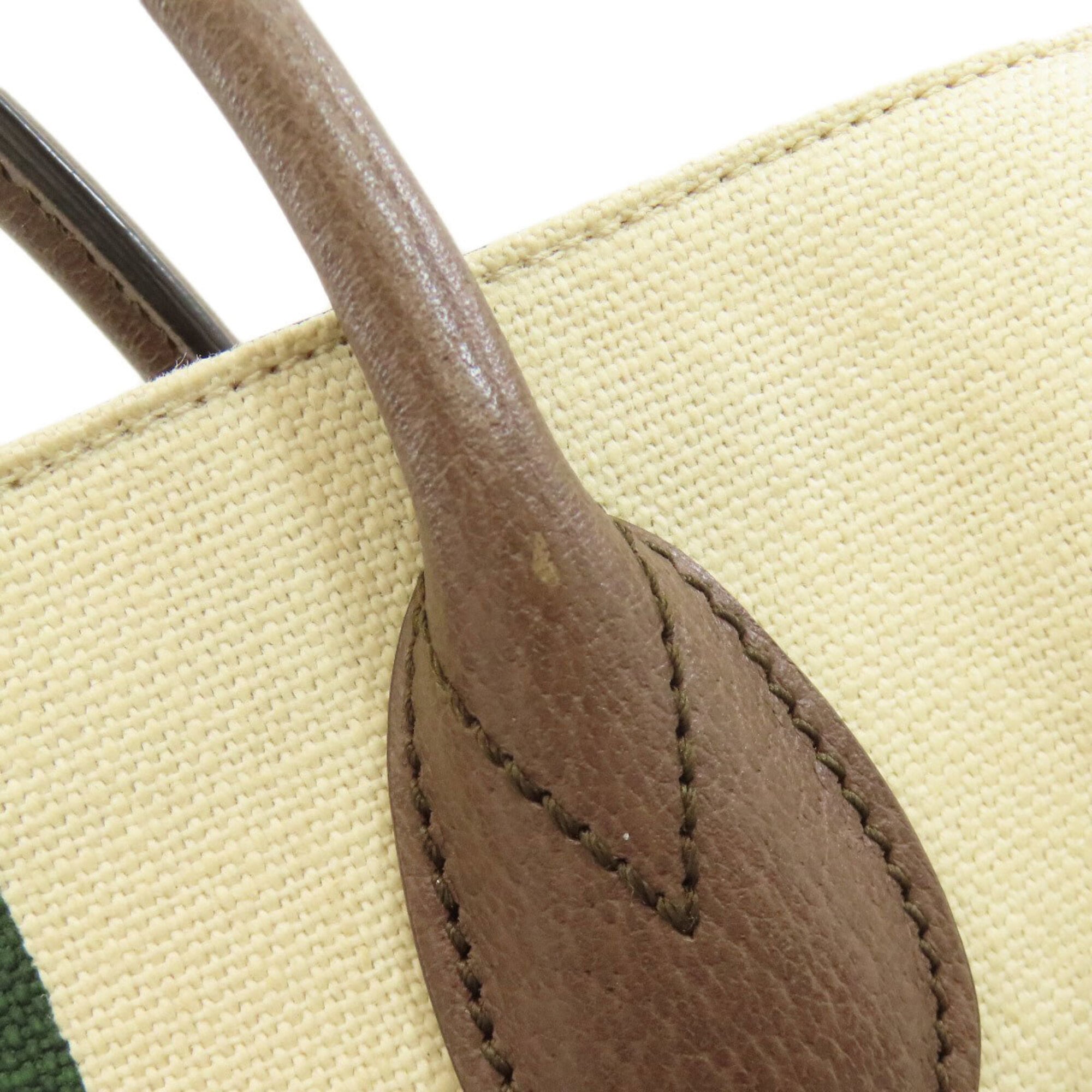 Gucci Beige Brown Canvas Handbag (Pre-Owned)