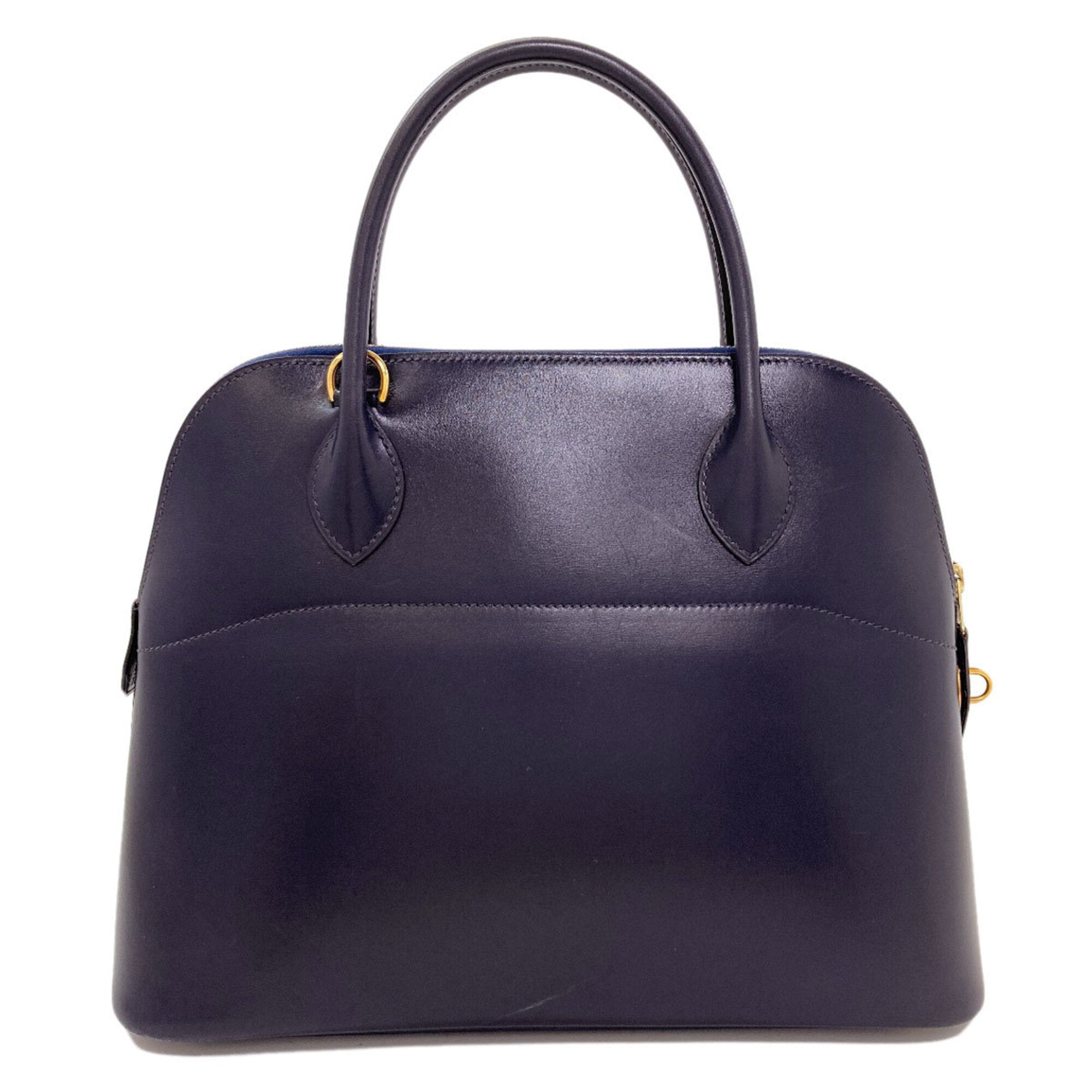 Hermes Dark Blue Box Calf Leather Handbag (Pre-Owned)