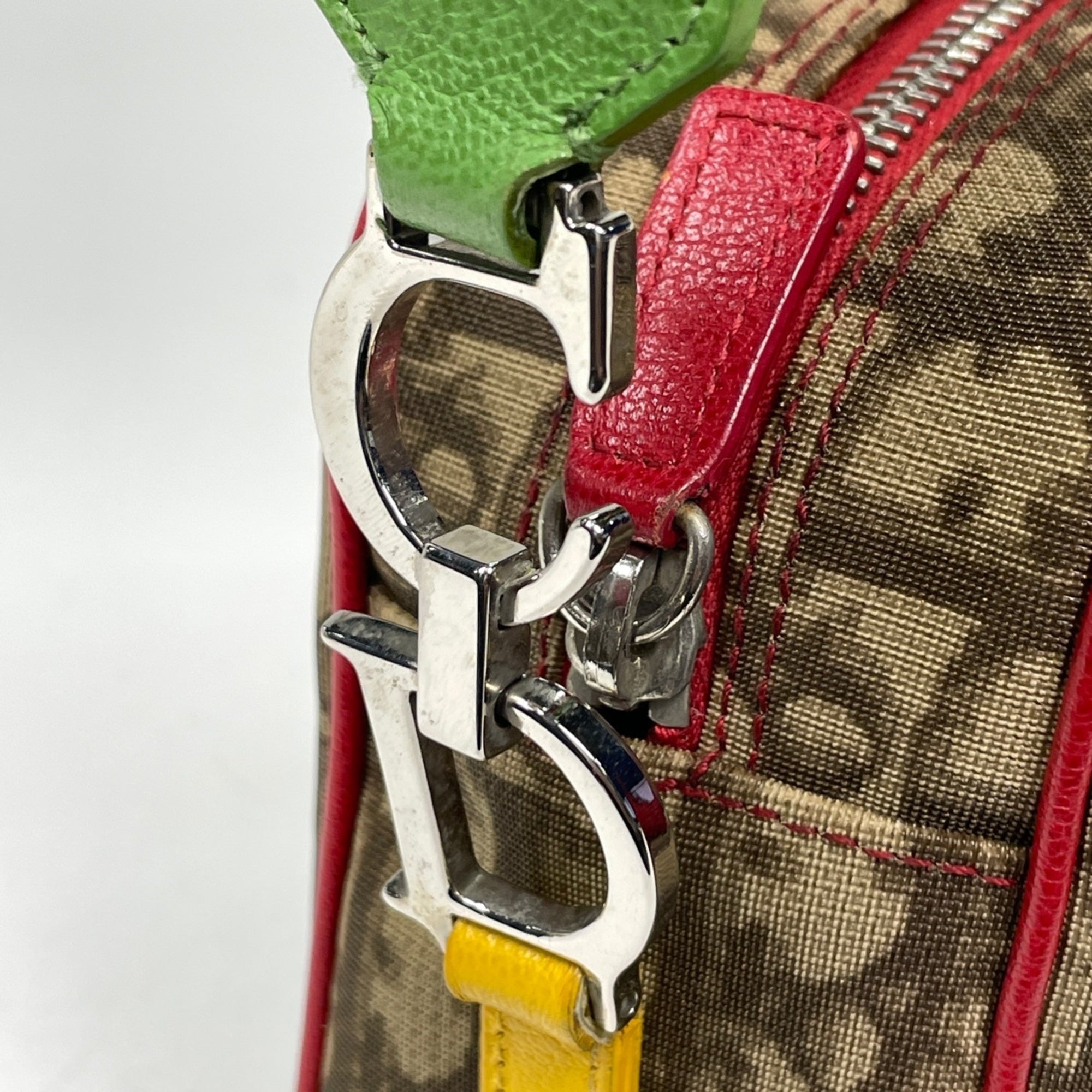 Christian Dior Trotter Brown Multi-Color Red Color Coated Canvas Leather Shoulder Bag (Pre-Owned)