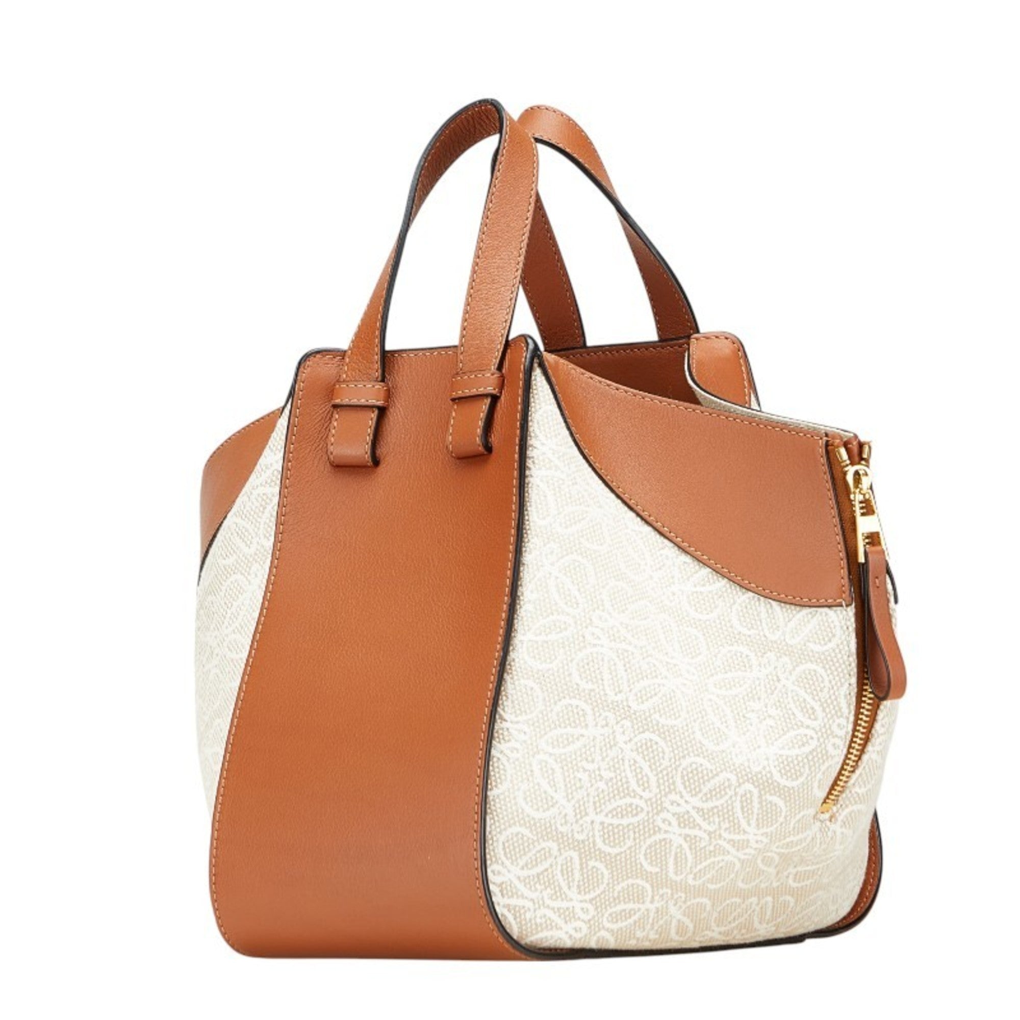 Loewe Beige Brown Canvas Leather Handbag Shoulder Bag (Pre-Owned)