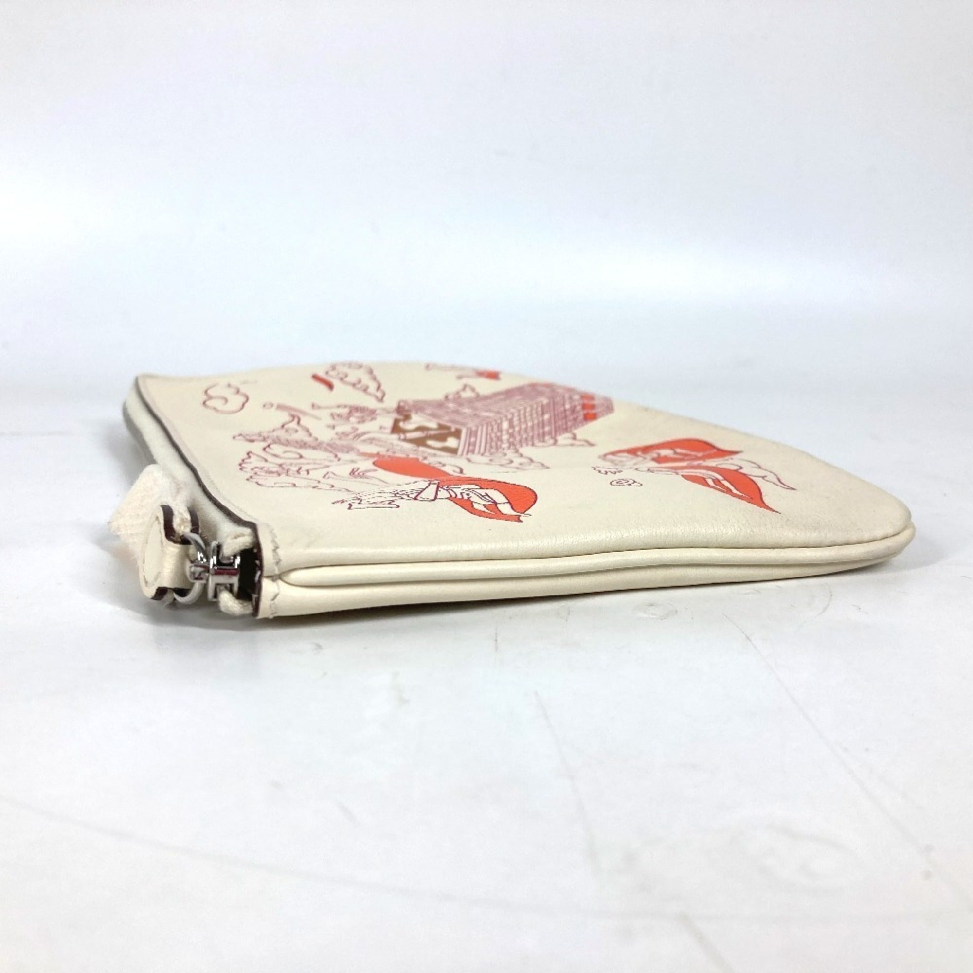 Hermes Ivory Leather Clutch Bag Pouch (Pre-Owned)