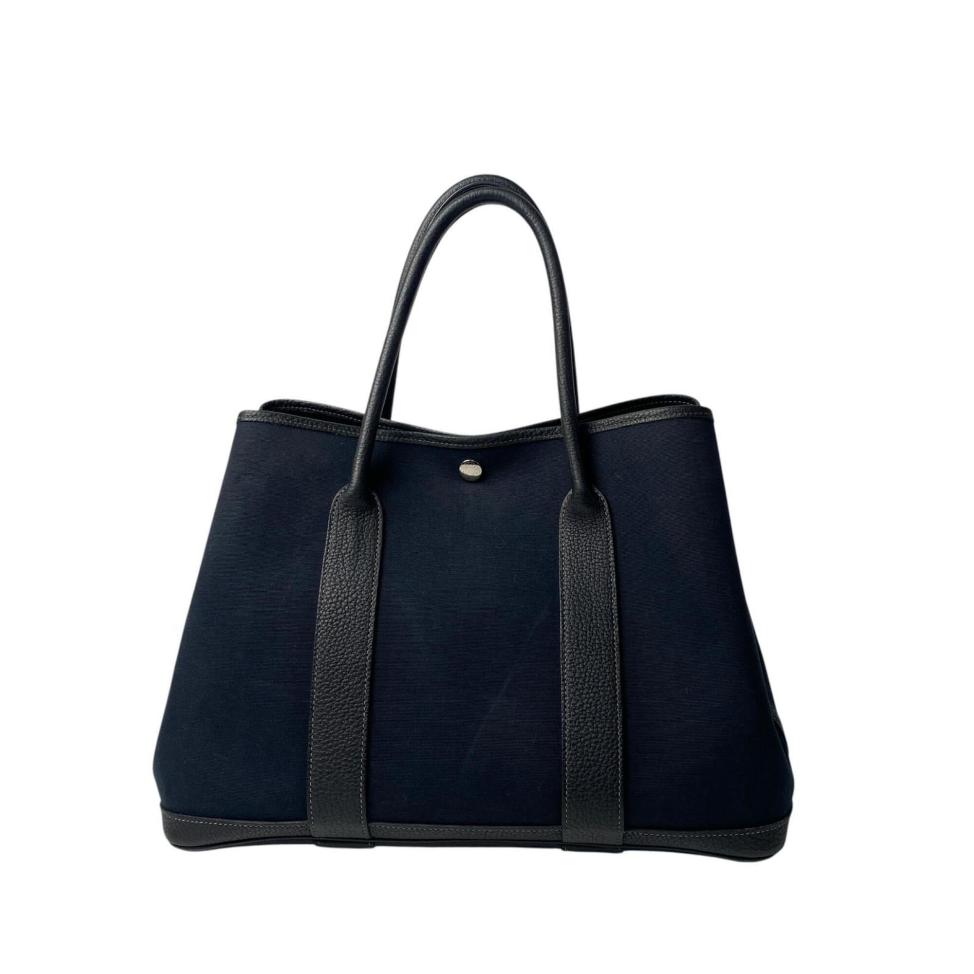 Hermes Black Canvas Leather Tote Bag (Pre-Owned)