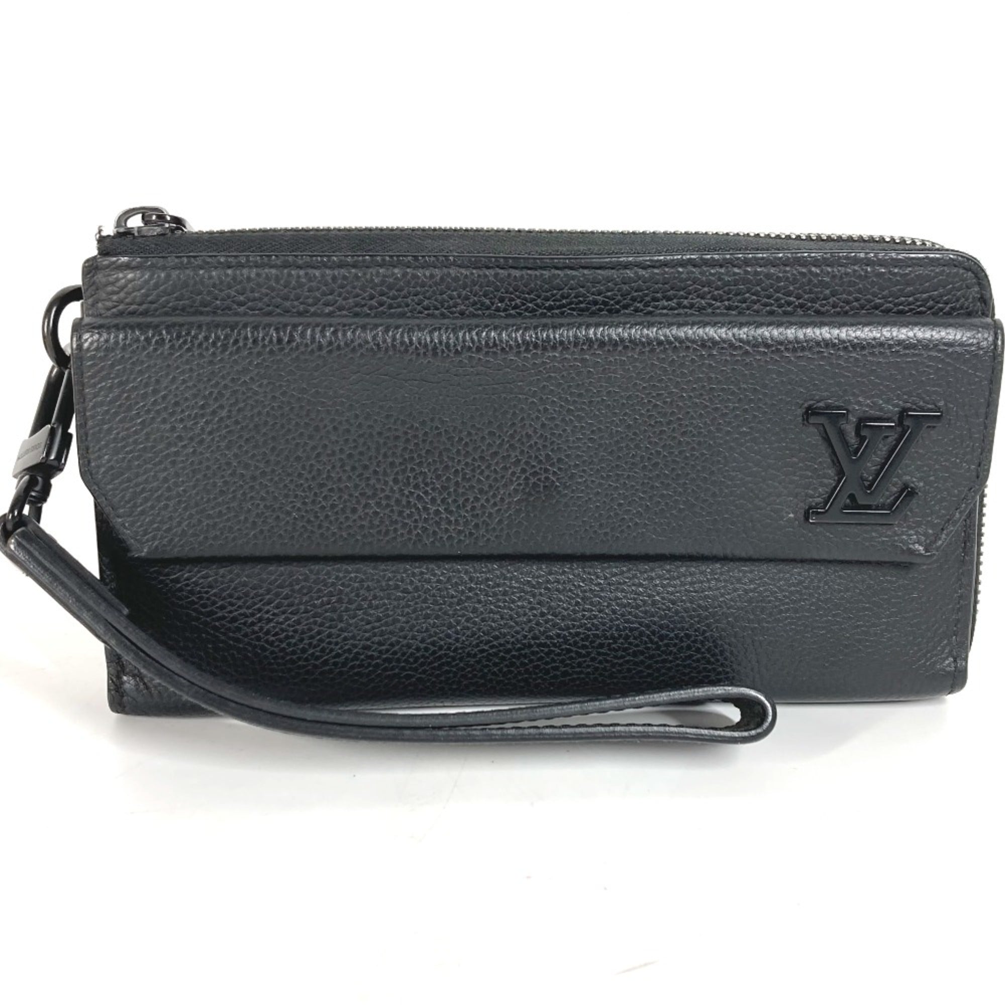 Louis Vuitton Black Leather Long Wallet (Bi-Fold) (Pre-Owned)