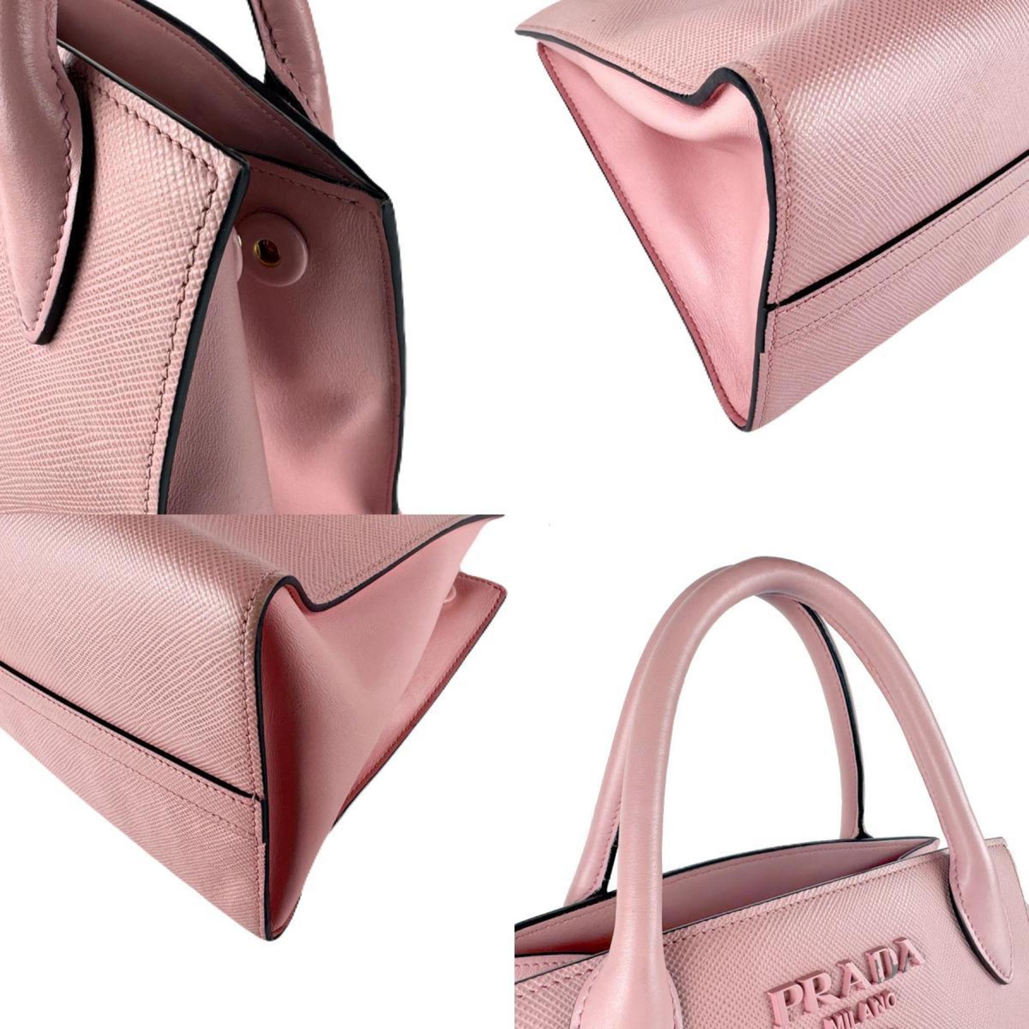 Prada Pink Leather Handbag Shoulder Bag (Pre-Owned)