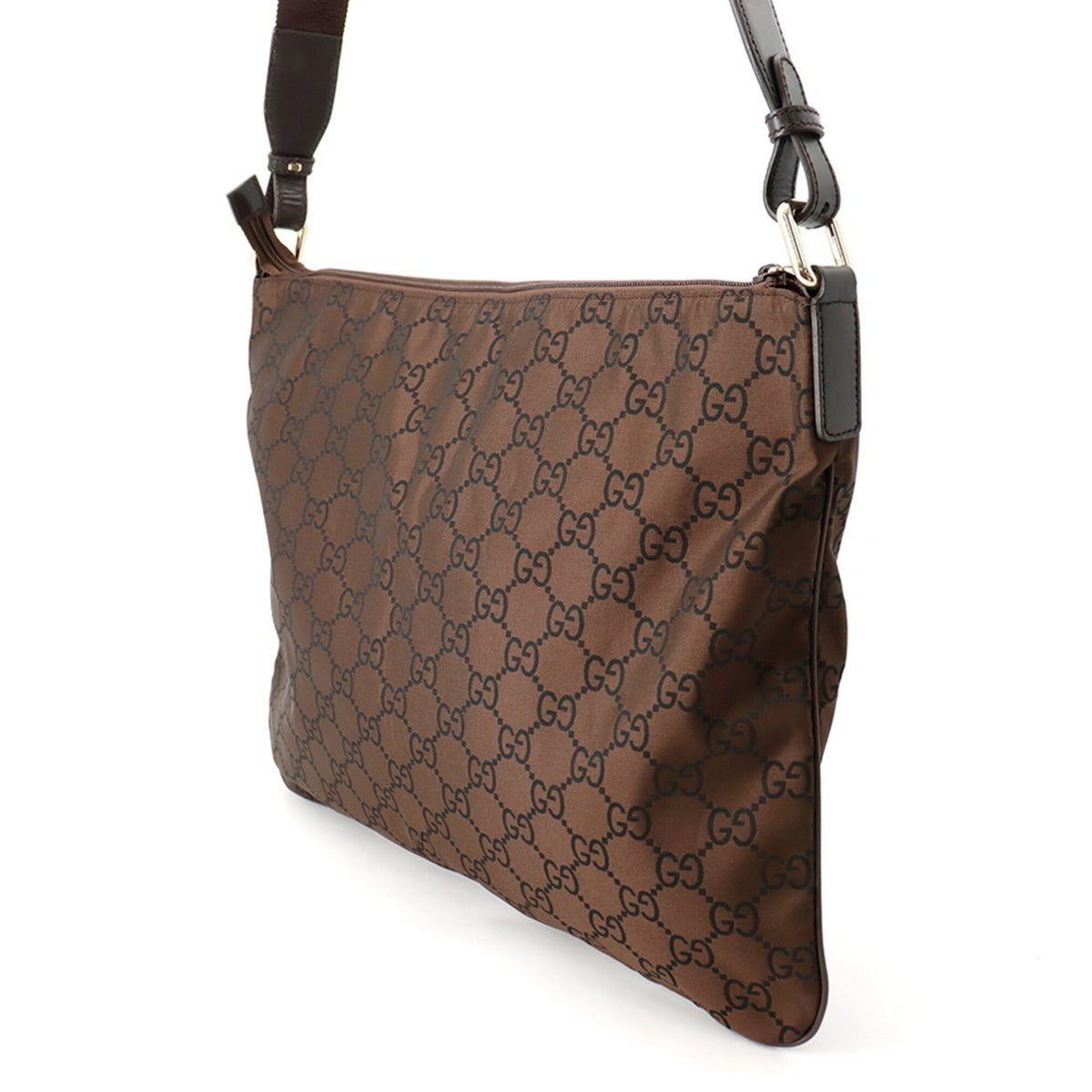 Gucci Brown Nylon Handbag Shoulder Bag (Pre-Owned)